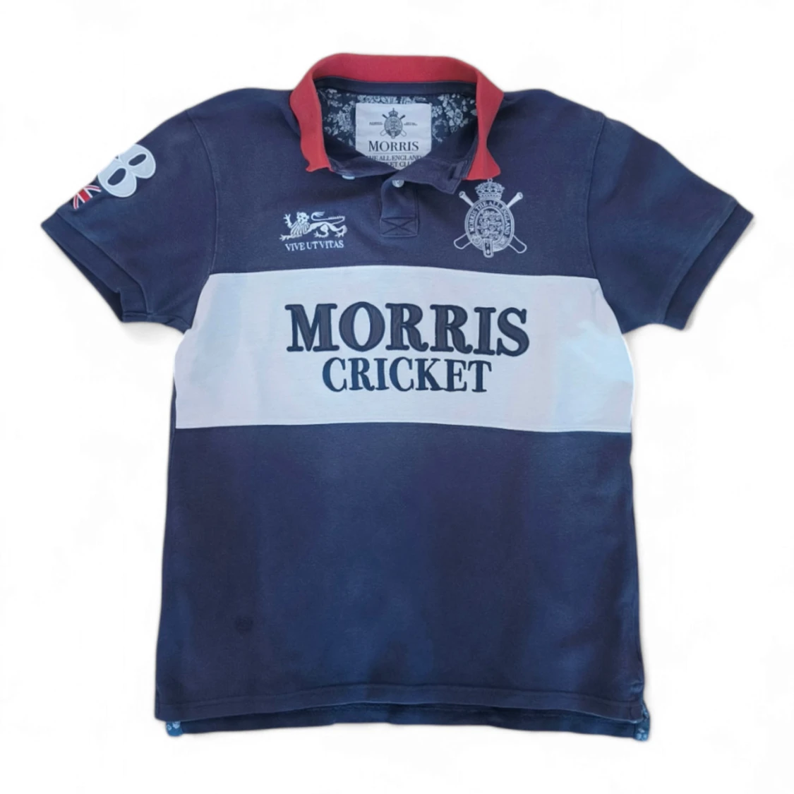 Blå och vit pikétröja från Morris