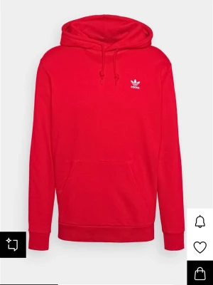 Tröja - Säljer en röd Adidas hoodie i klassisk design. Tröjan har huva med justerbara snören, magficka framtill och den ikoniska vita Adidas Trefoil-loggan på bröstet. Mjuk och bekväm, perfekt till vardags eller skola. Går att sälja den för 300 vid snabba affärer.