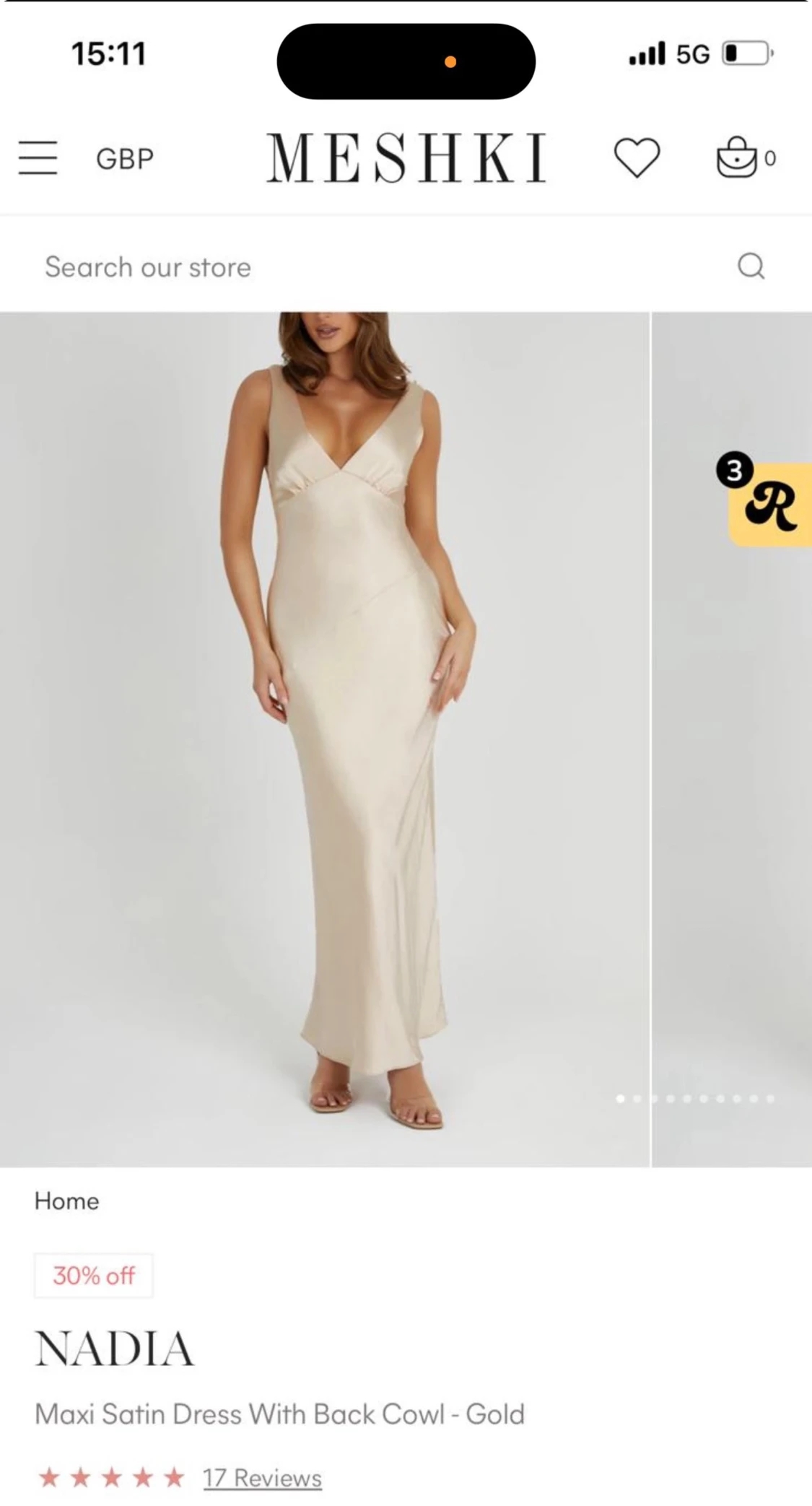 Guldig långklänning från Meshki