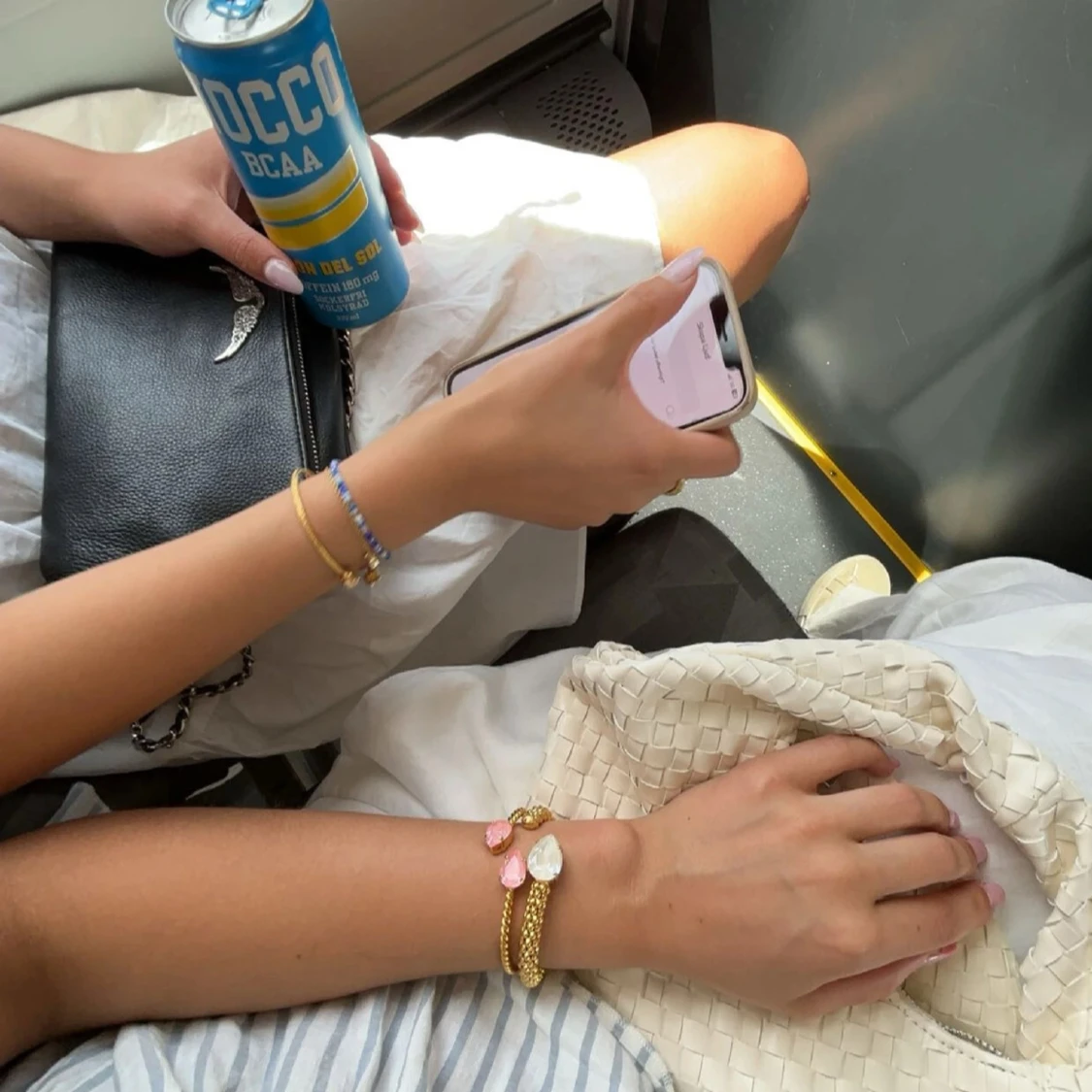 Beige flätad handväska - 2