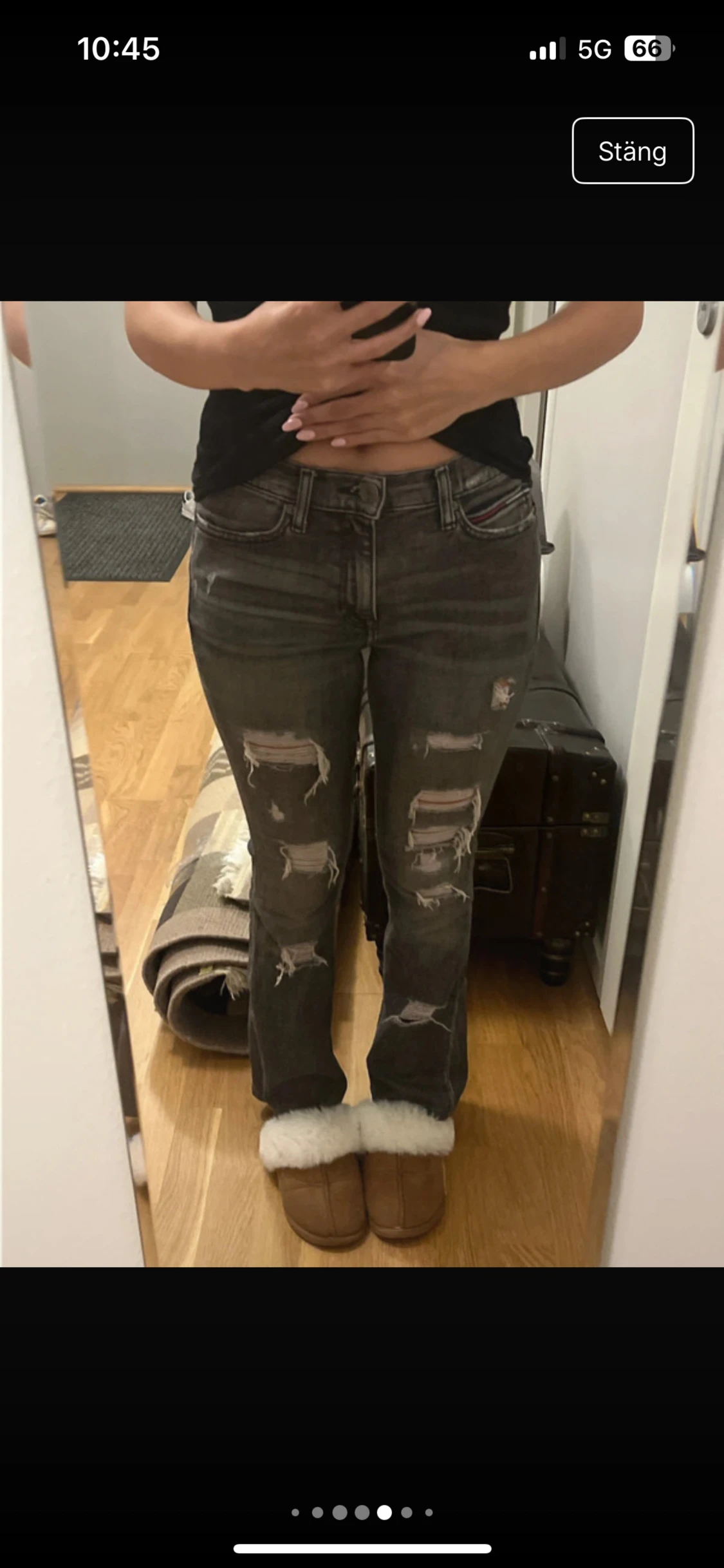 Snygga bootcut jeans med hål  - 2