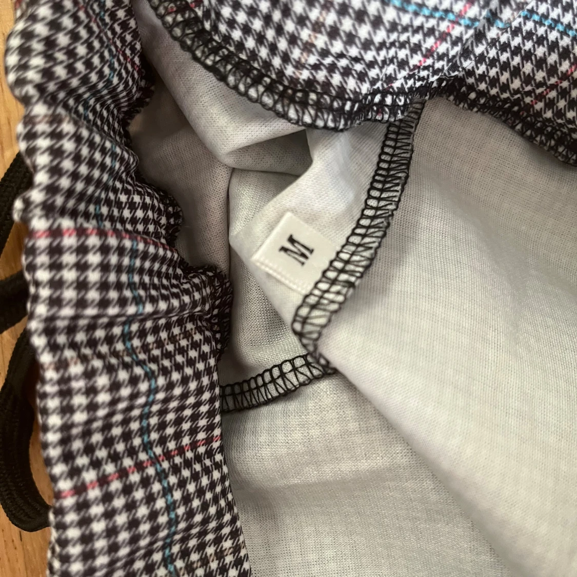 Rutig kostymbyxa med snörning, M - 1