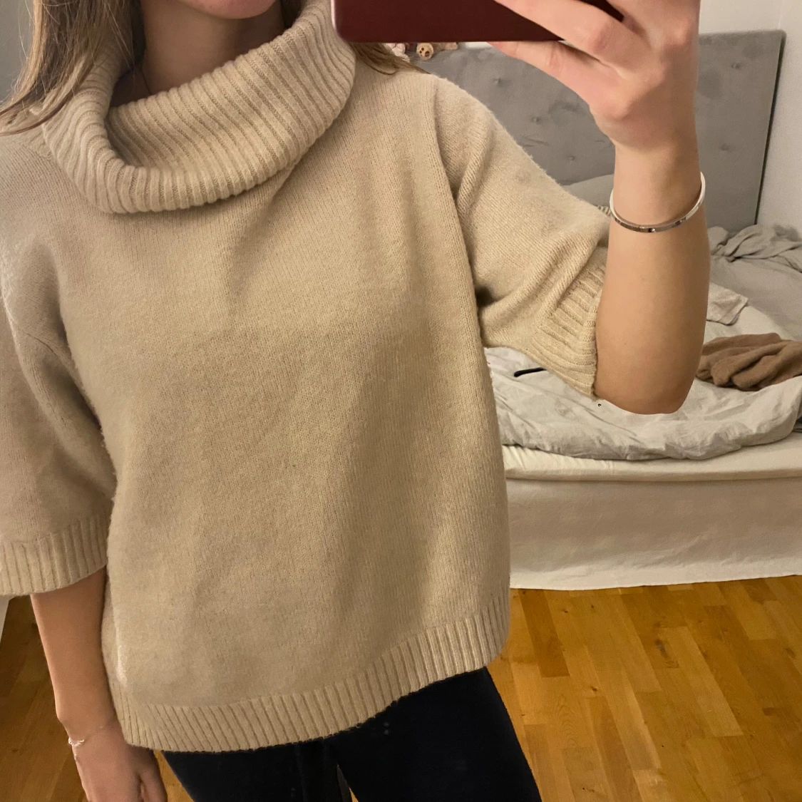 Stickad trekvart tröja  - 1