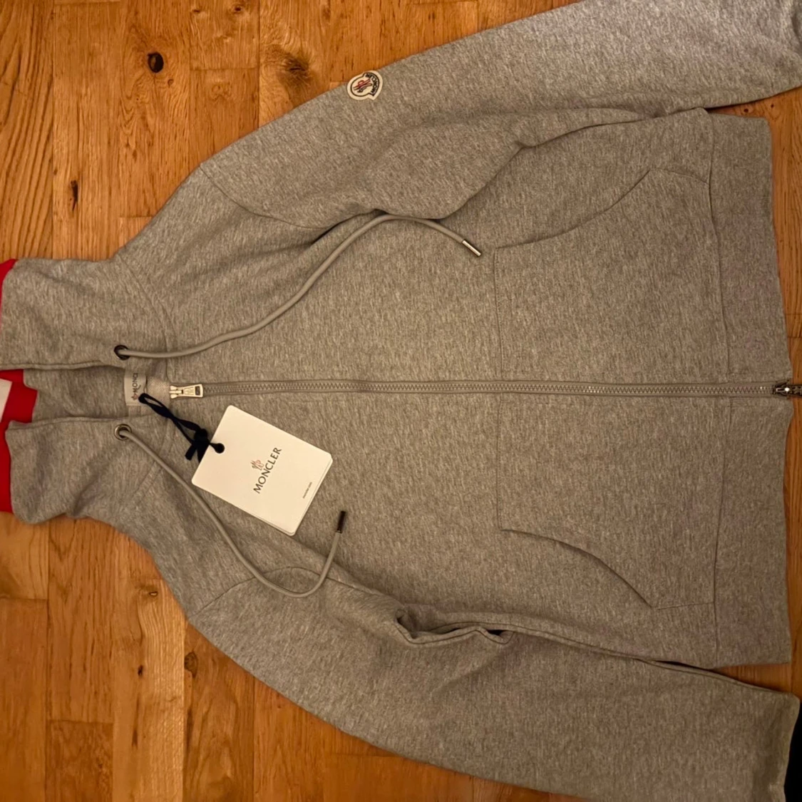 Grå Moncler hoodie med dragkedja - 1