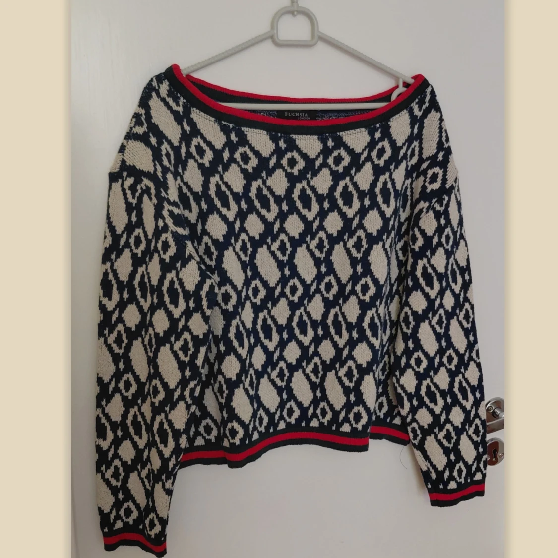 Mönstrad stickad tröja Fuchsia London, M - 1