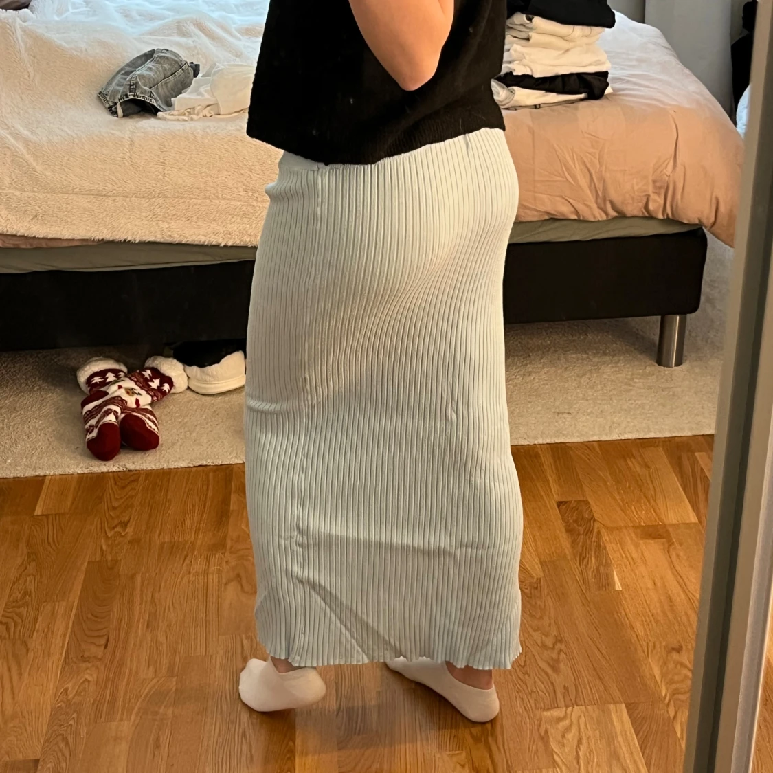 Ljusblå ribbad långkjol från Chica London - 2