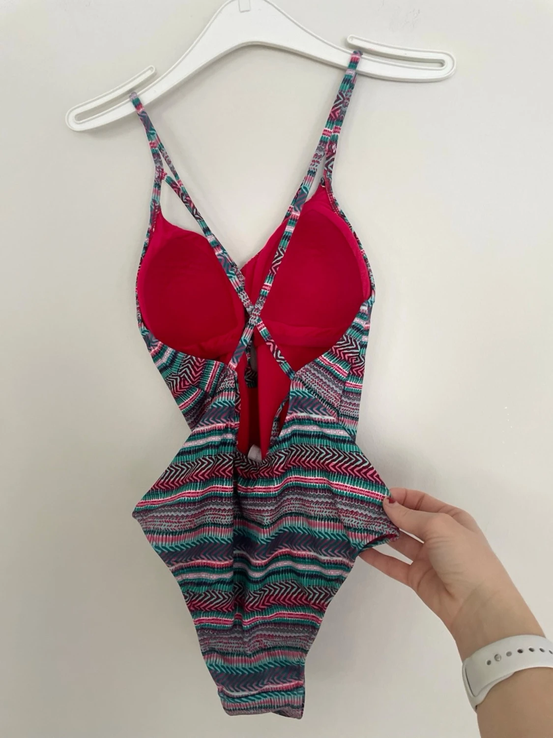 Mönstrad baddräkt med snörning - 1