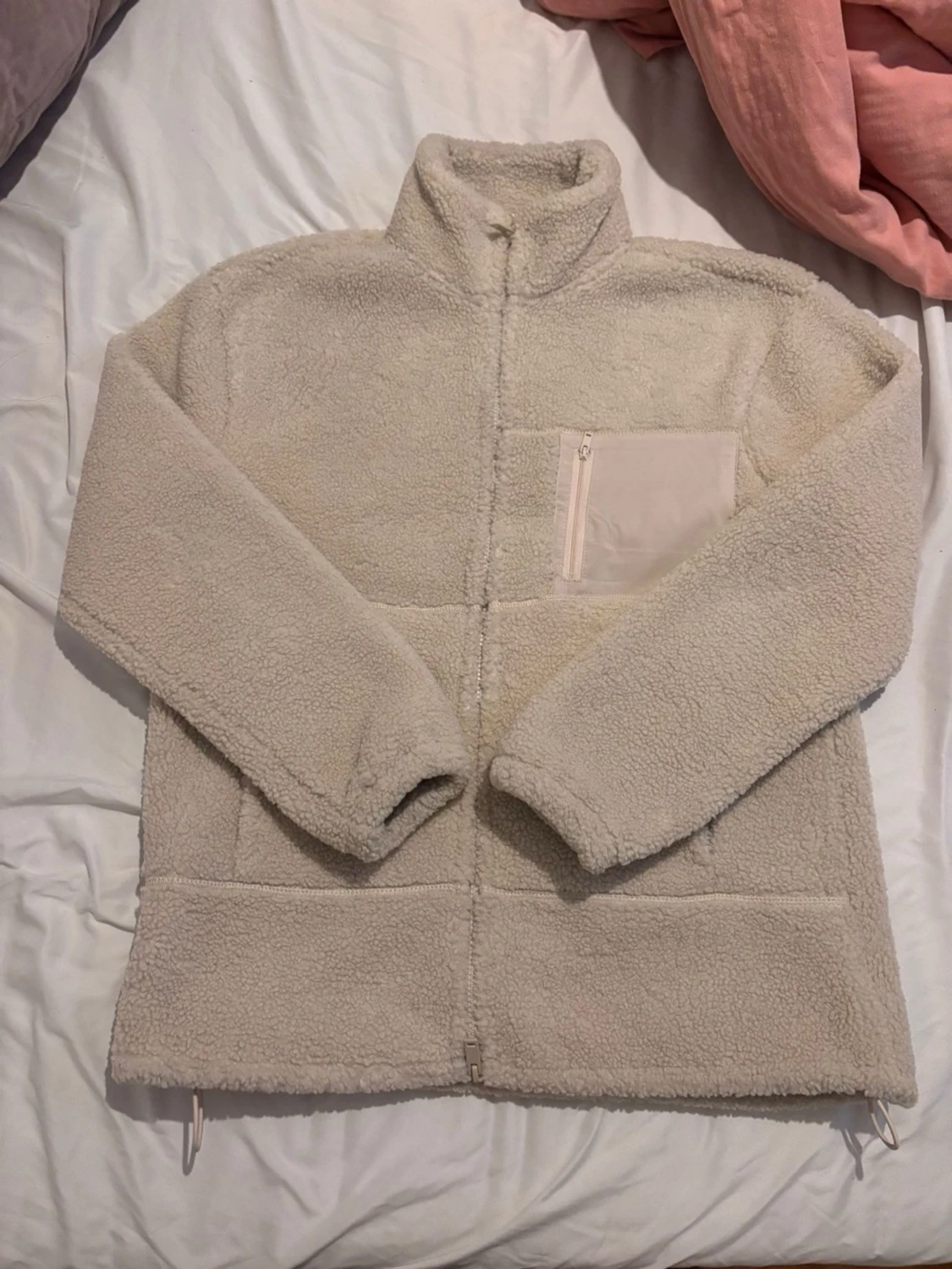 Beige teddyjacka med dragkedja