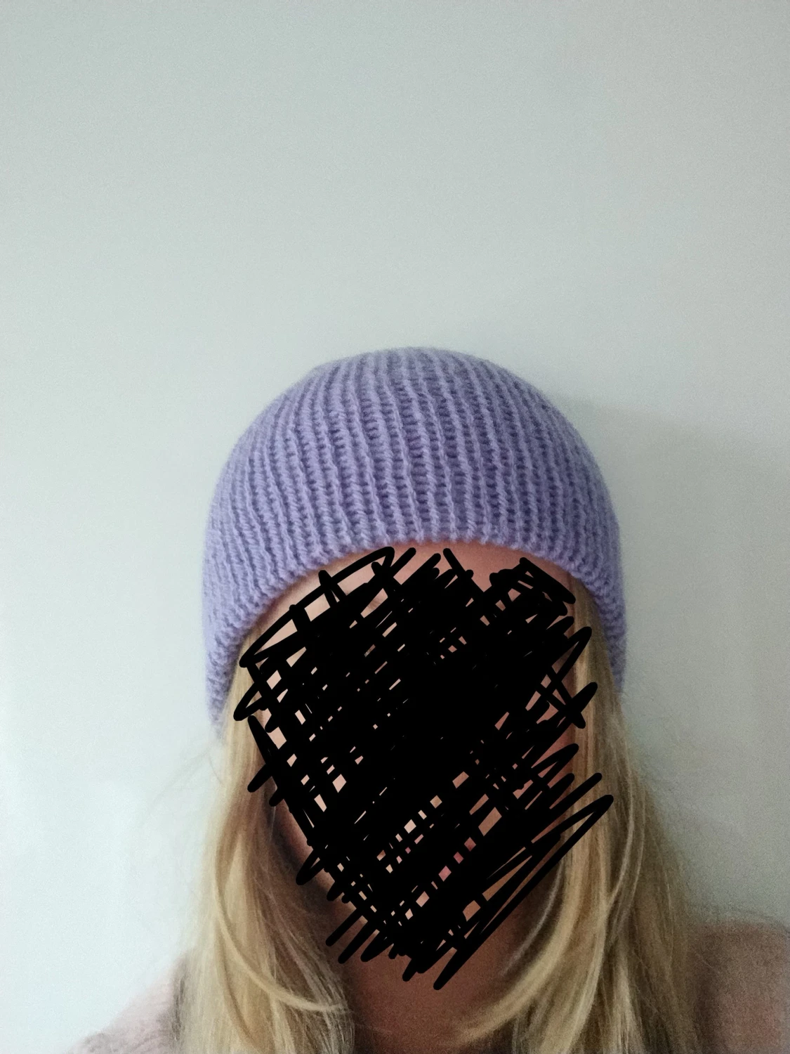 Ljuslila stickad mössa - 1