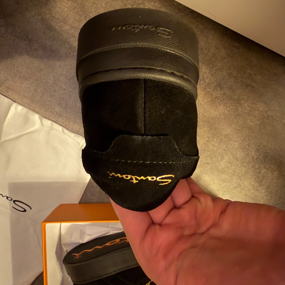 Svarta sneakers från Santoni i mocka - 3