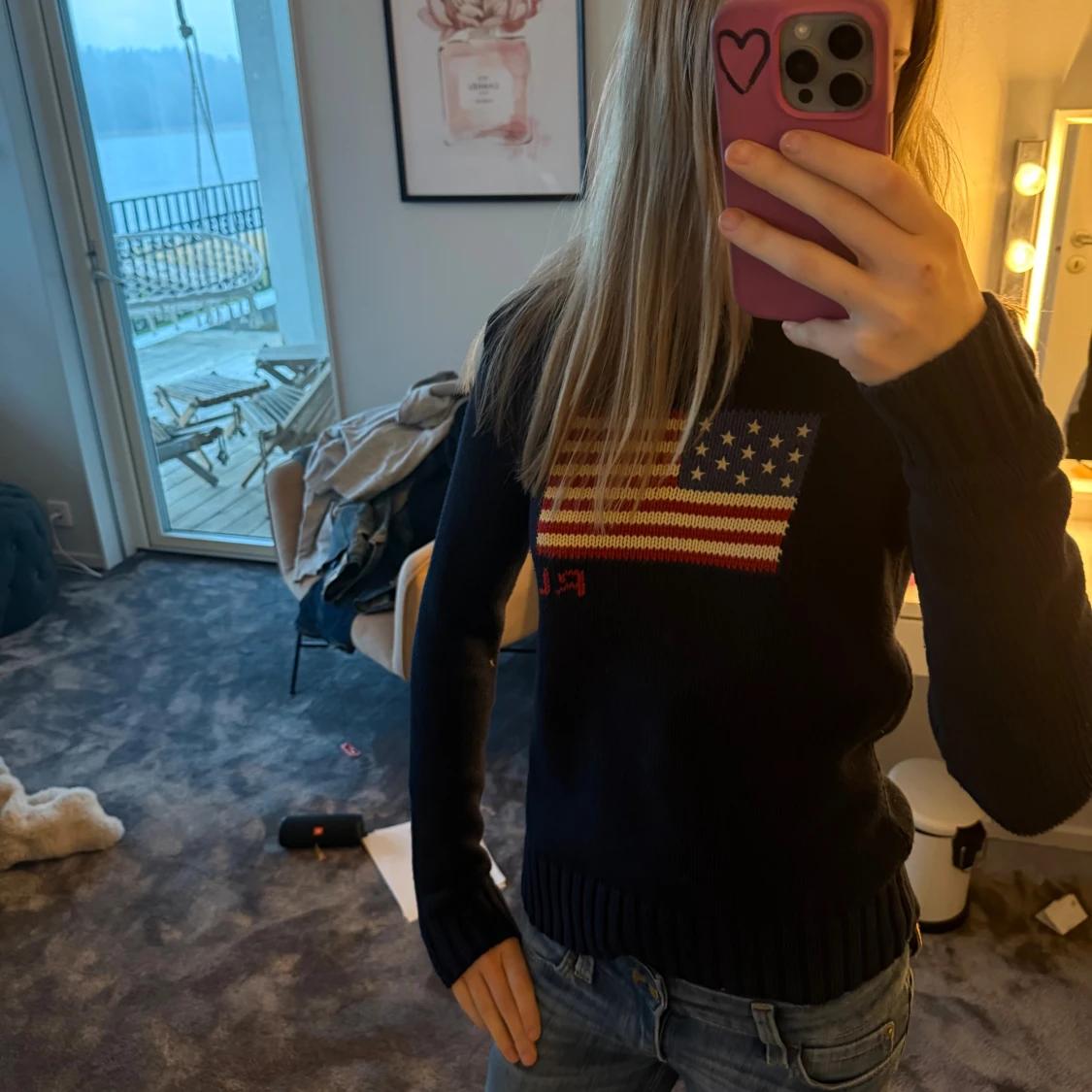 Mörkblå stickad tröja från Ralph Lauren