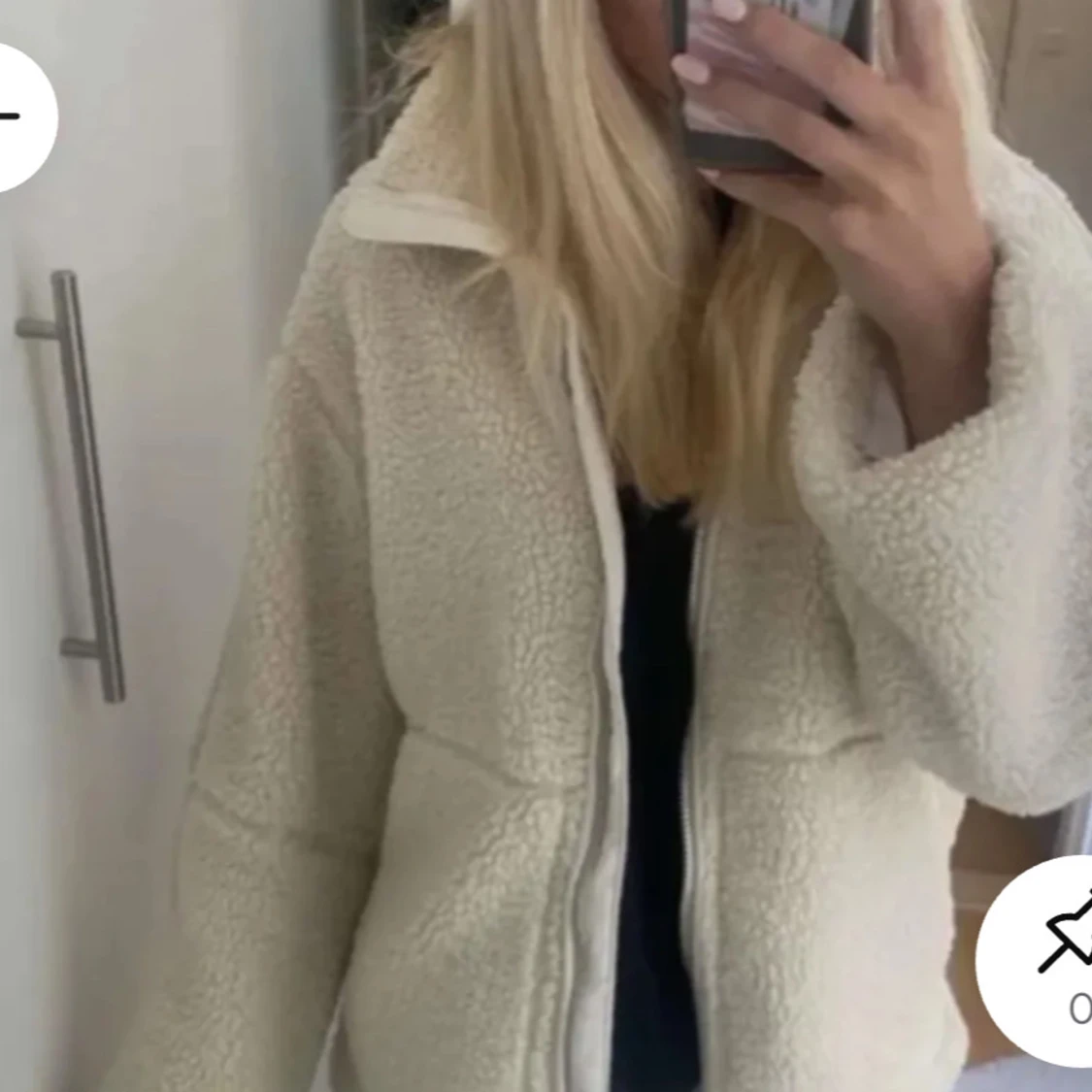 Beige teddyjacka med dragkedja