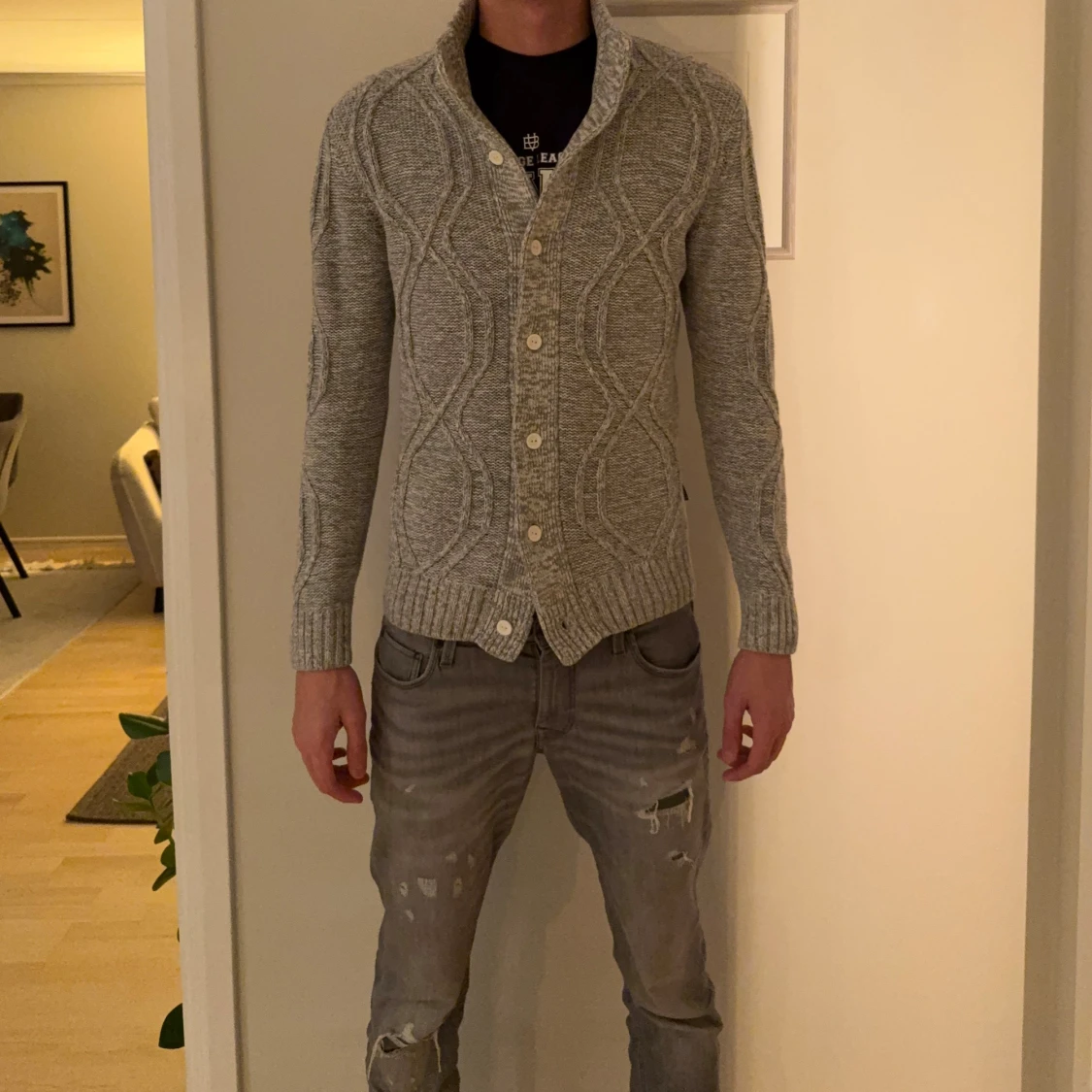 Grå stickad kofta från Soul Jeans