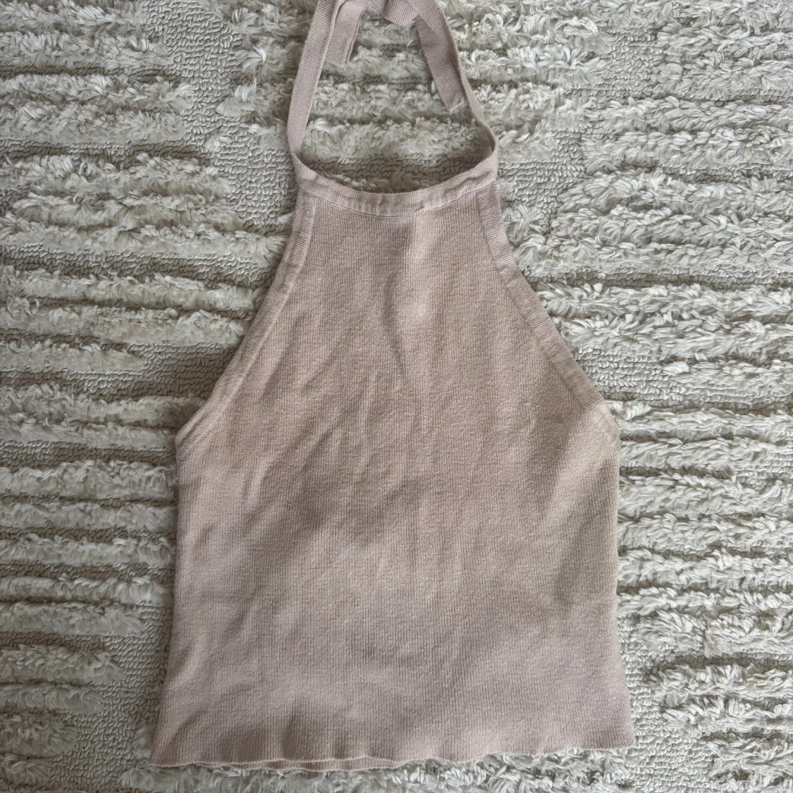 Beige stickad halterneck linnetopp