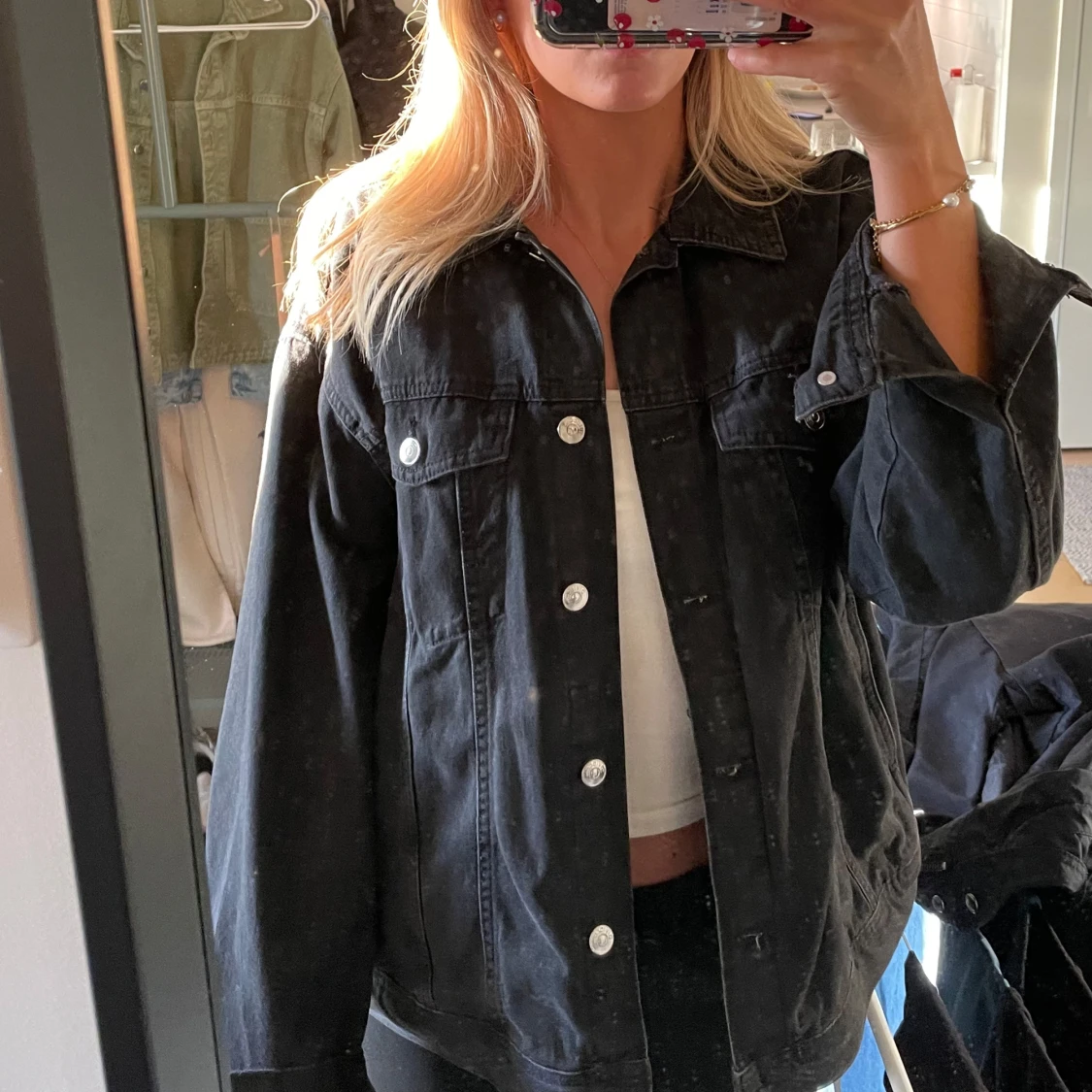 Svart oversized jeansjacka