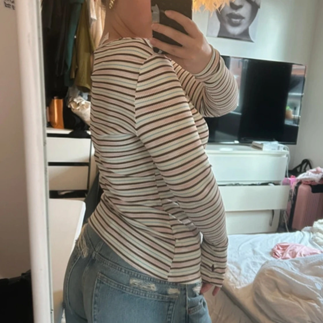 Randig långärmad tröja i pastell - 2