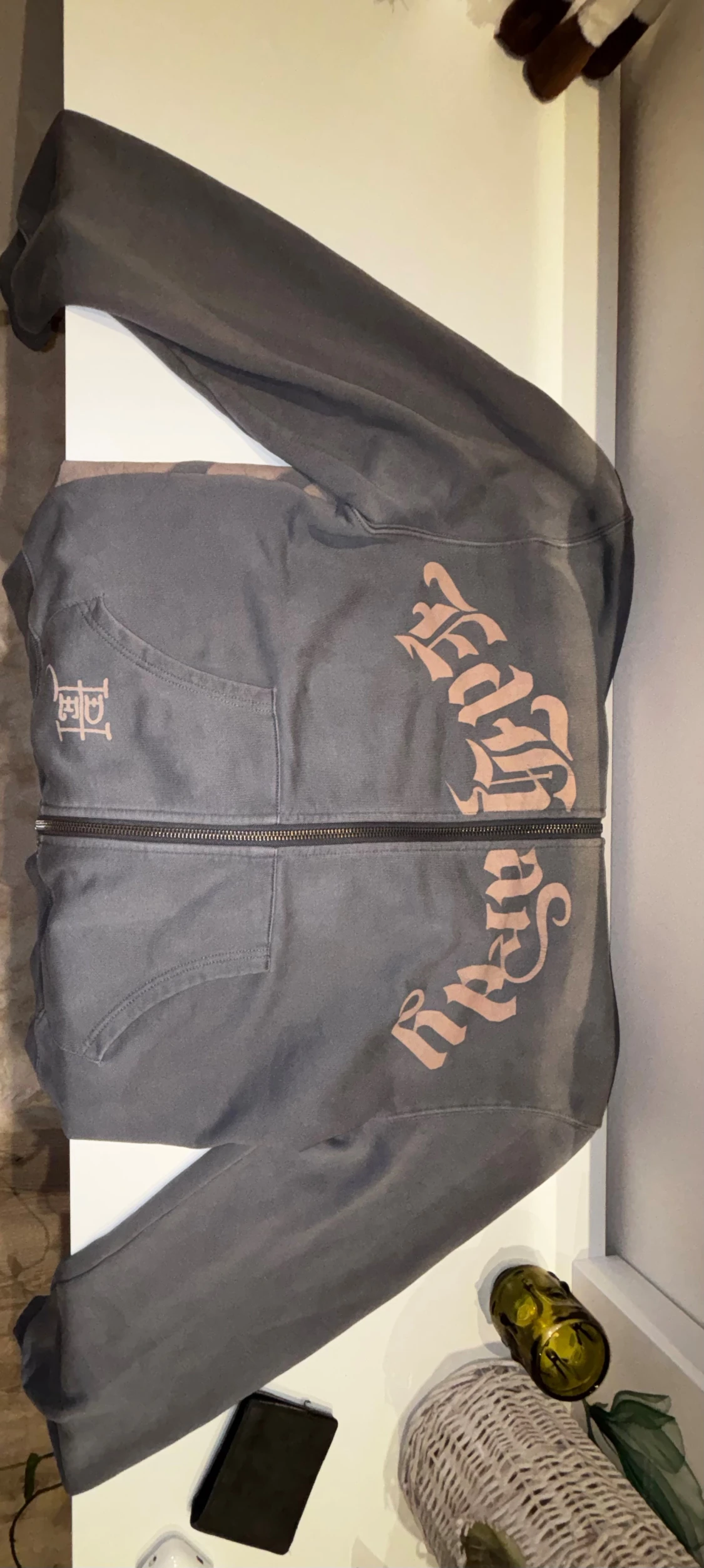 Ed Hardy grå hoodie med tryck