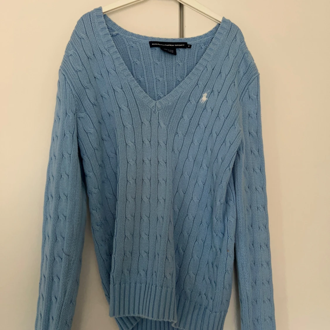 Ljusblå kabelstickad tröja Ralph Lauren - 1