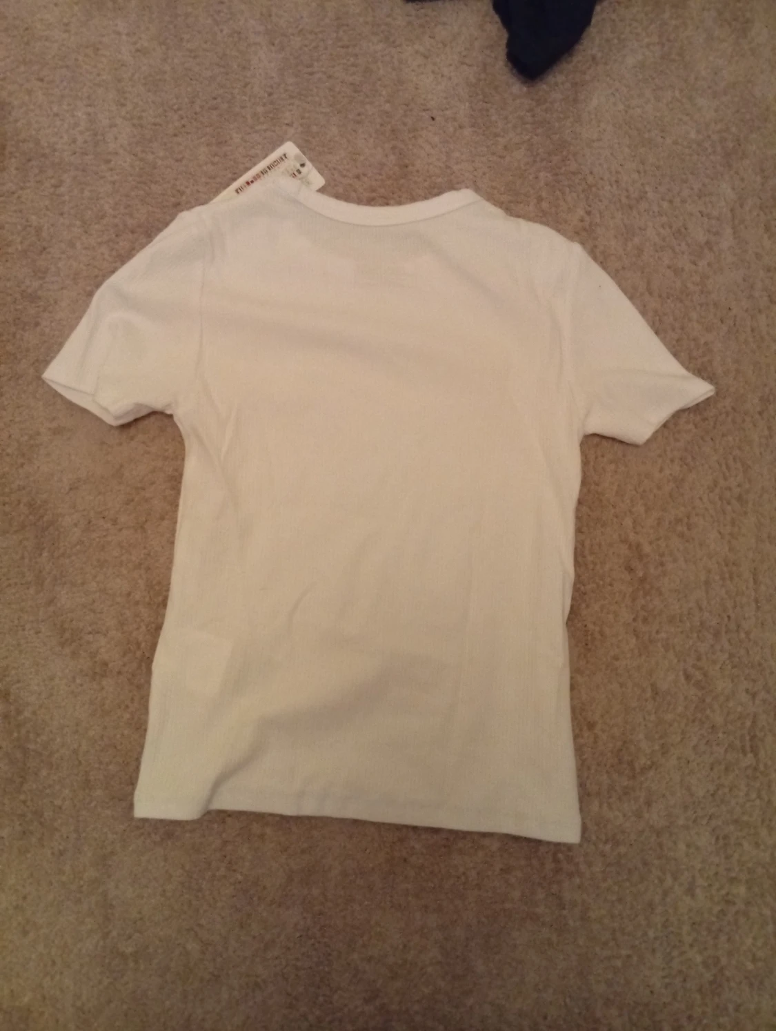 Vit ribbad t-shirt i bomull, M - 2