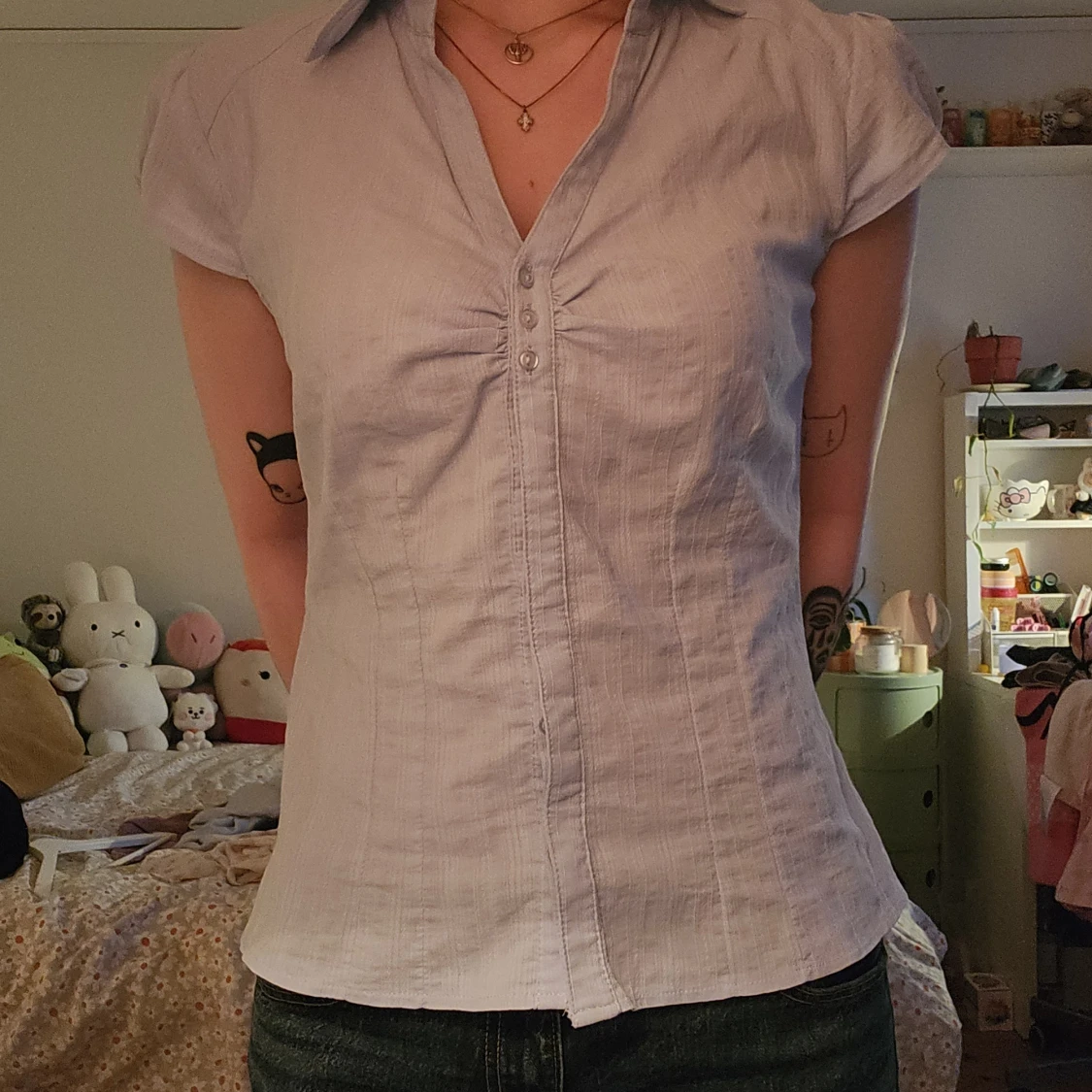 Ljusblå kortärmad skjorta