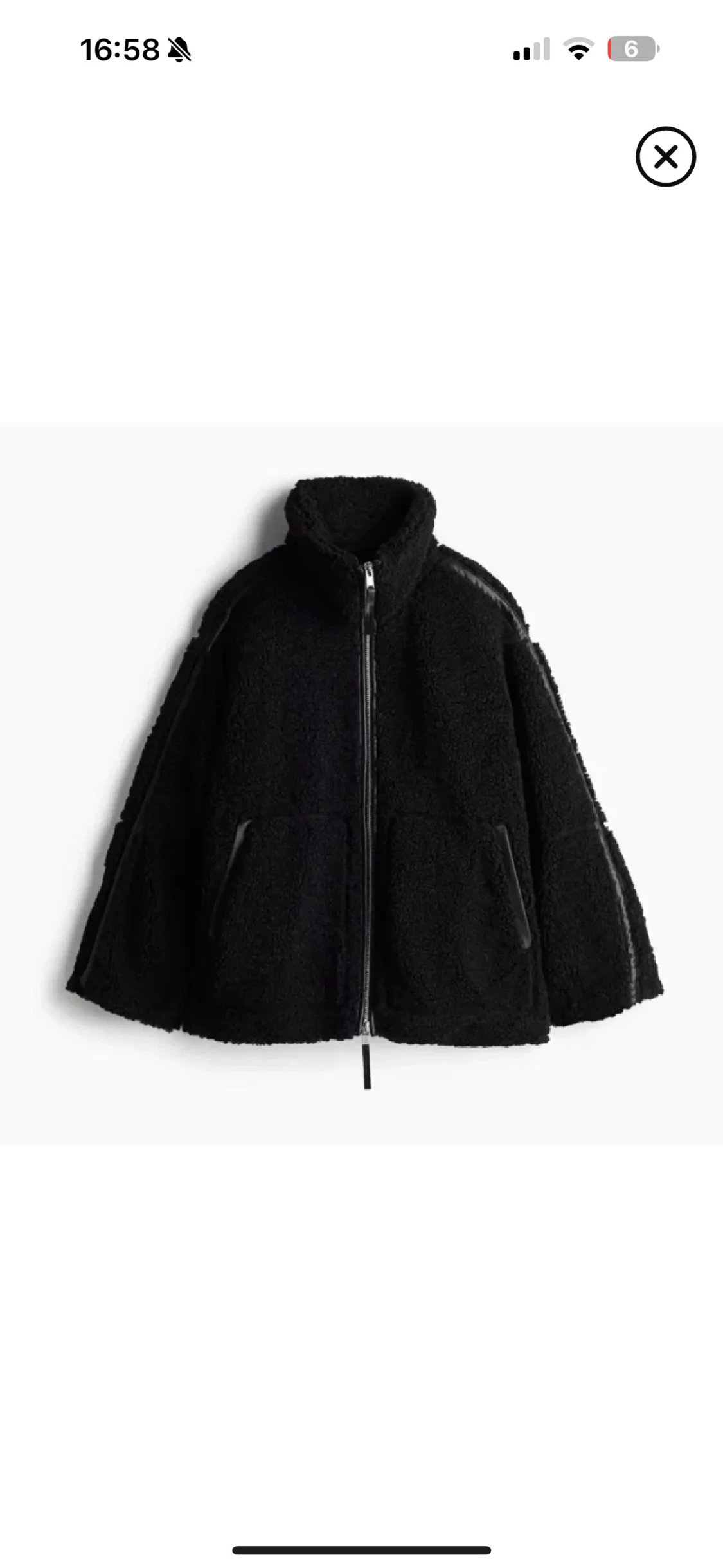 Svart teddyjacka med dragkedja