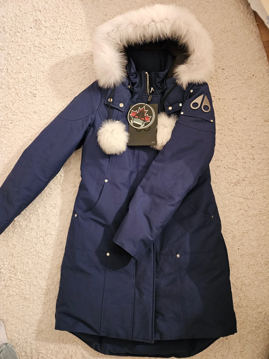 Blå Moose Knuckles dunjacka med päls - 4