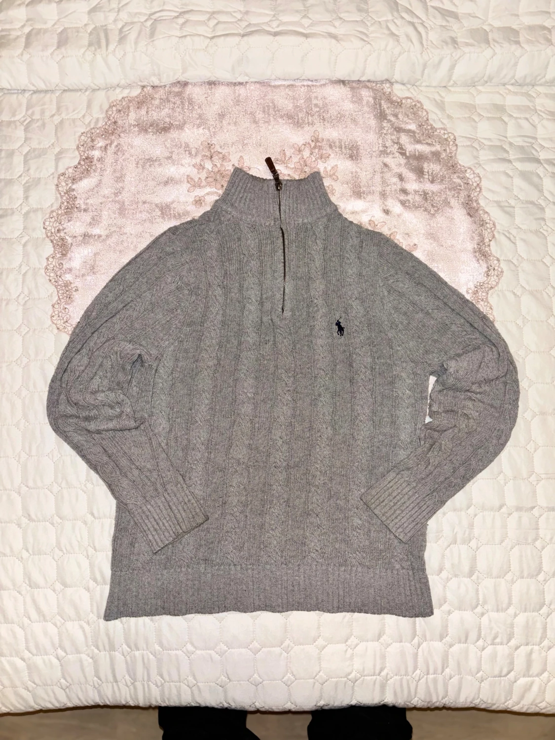 Grå stickad polotröja Polo Ralph Lauren