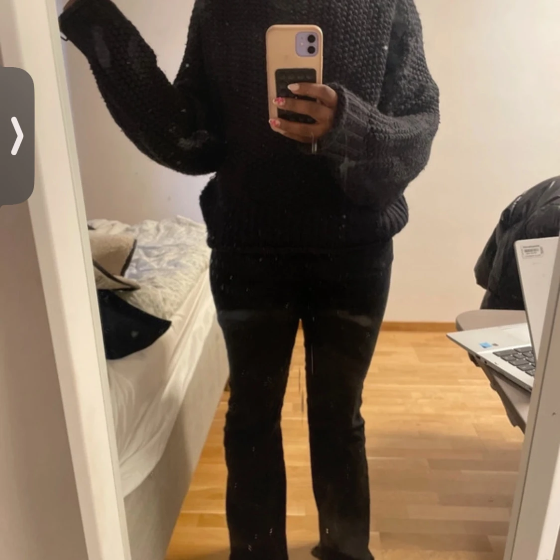 Svart stickad polotröja oversized - 3