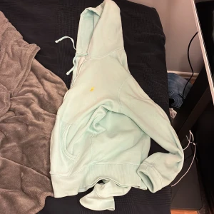 Mintgrön hoodie från Polo Ralph Lauren - Snygg mintgrön hoodie från Polo Ralph Lauren med klassisk gul broderad logga på bröstet. Tröjan har huva med snörning, känguruficka och ribbade muddar. Perfekt för en chill och avslappnad stil.