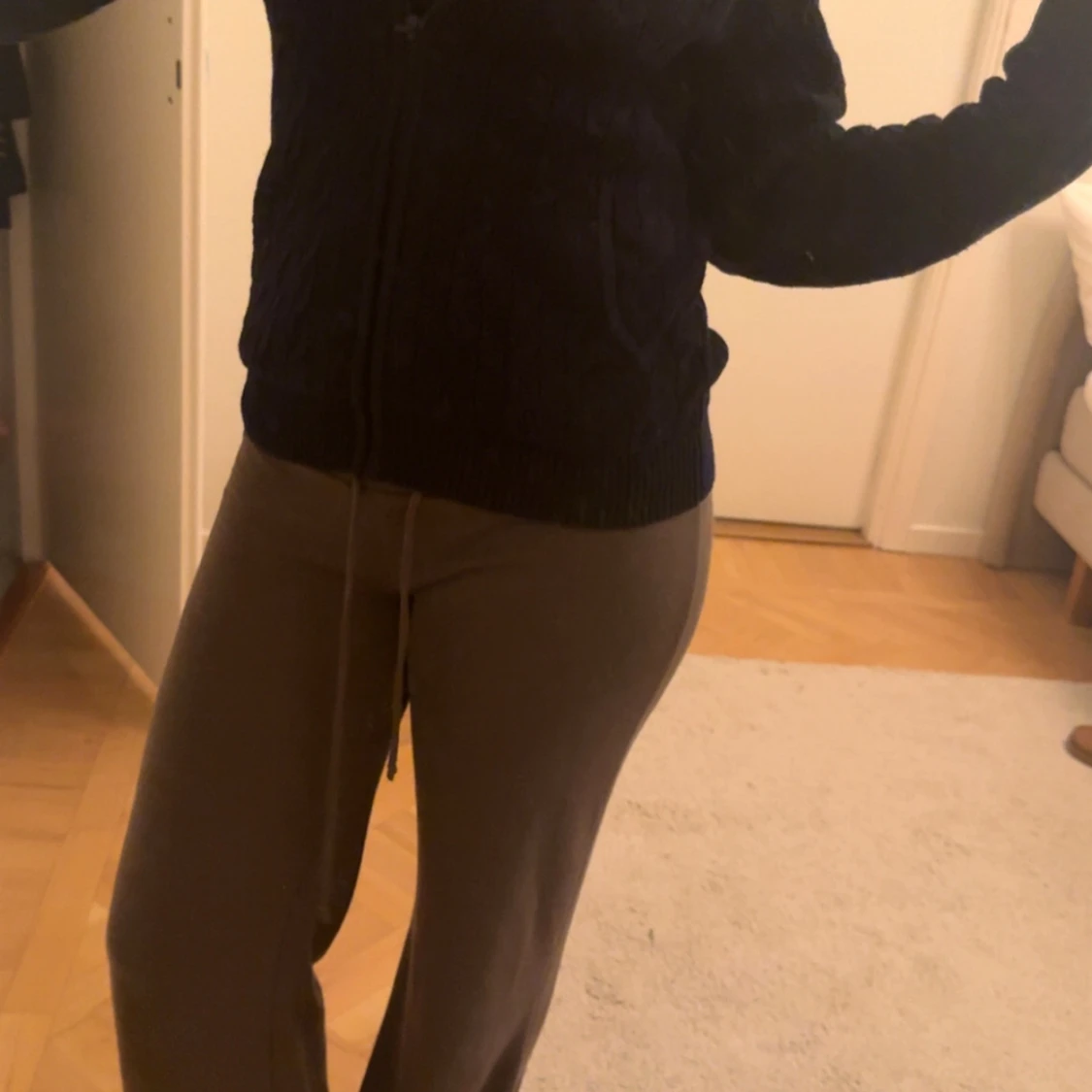 Brandy kabelstickad hoodie med zip - 1