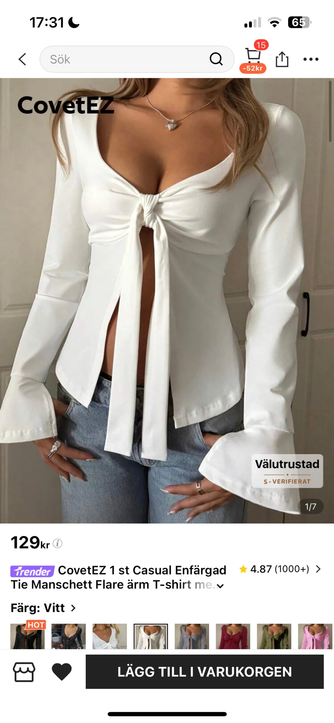 Vit topp med knytning 