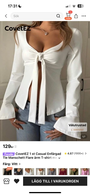 Vit topp med knytning  - Jätte fin topp med knytning framtill. 