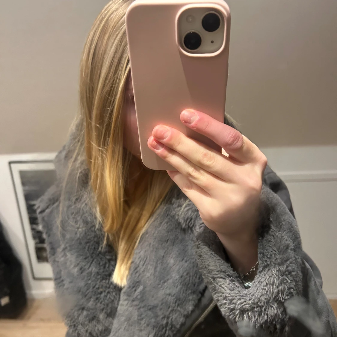 Mörkgrå teddyjacka med dragkedja - 2