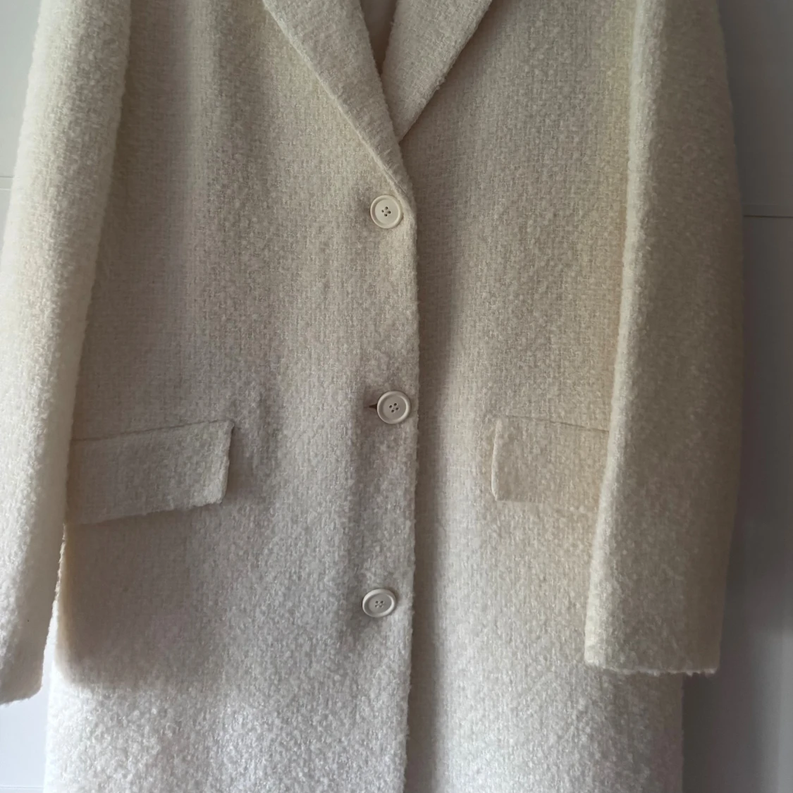 Ny, vit ullkappa från Zara i ullmix - 4