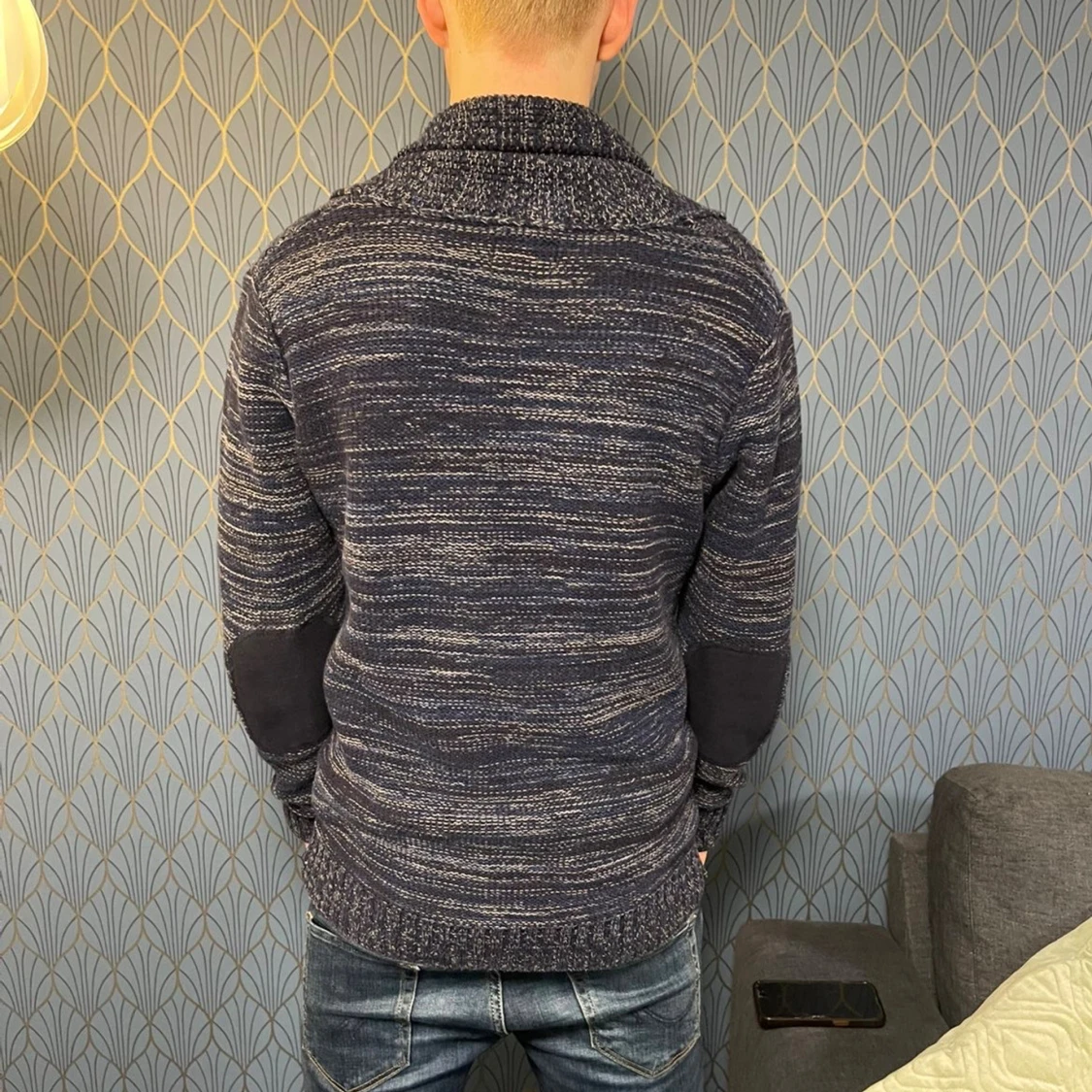 Mörkblå stickad kofta från Cotton Club - 1