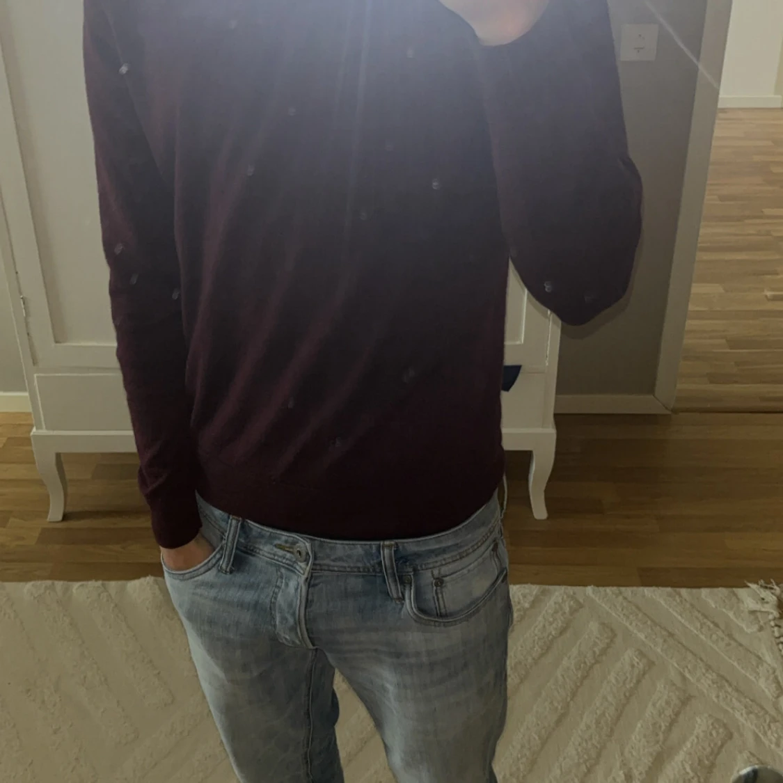 Mörkröd långärmad tröja - 1