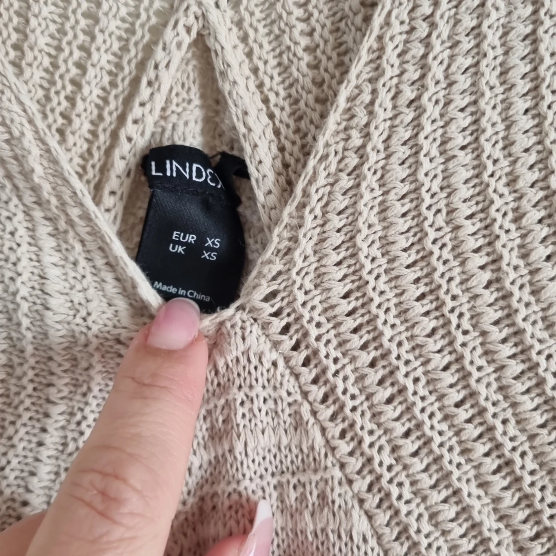 Beige stickad långklänning Lindex XS - 3