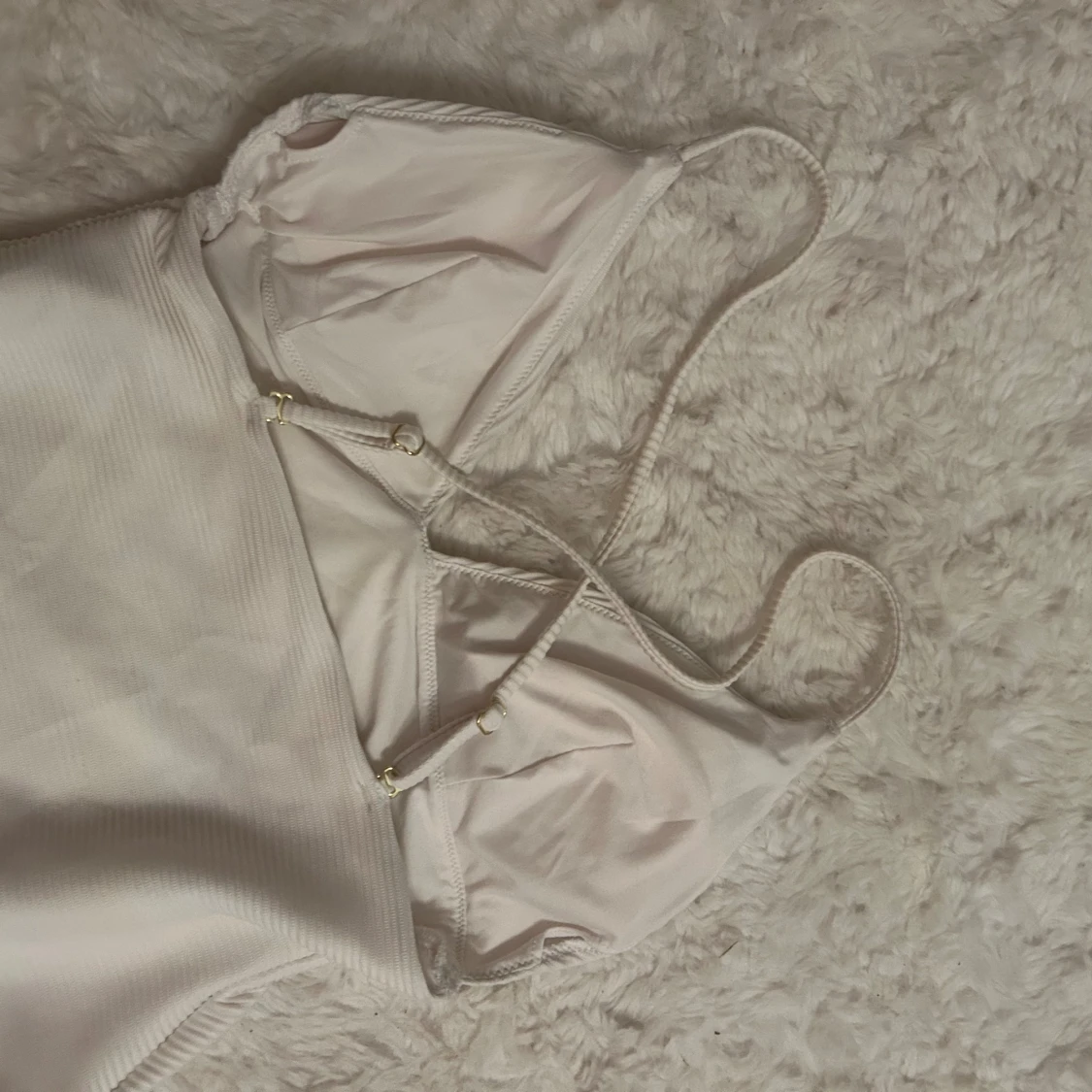 Vit ribbad baddräkt  - 3