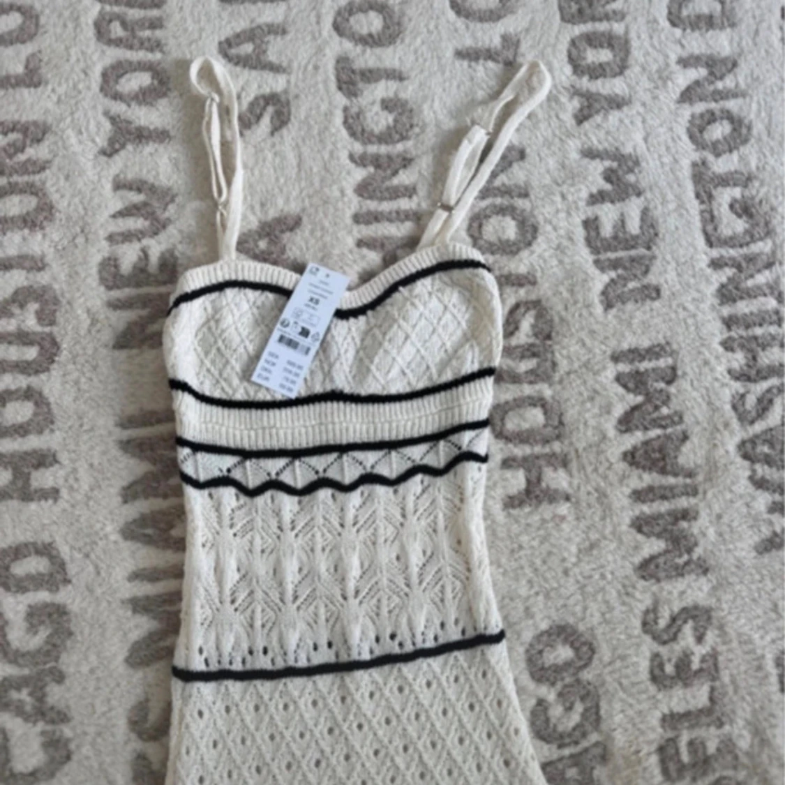 Vit stickad långklänning XS - 1