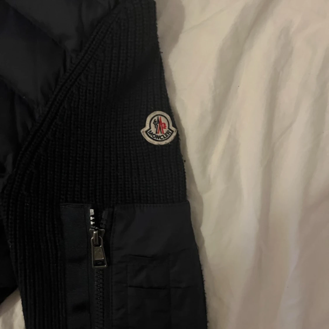 Mörkblå  Moncler pufferjacka med huva - 2