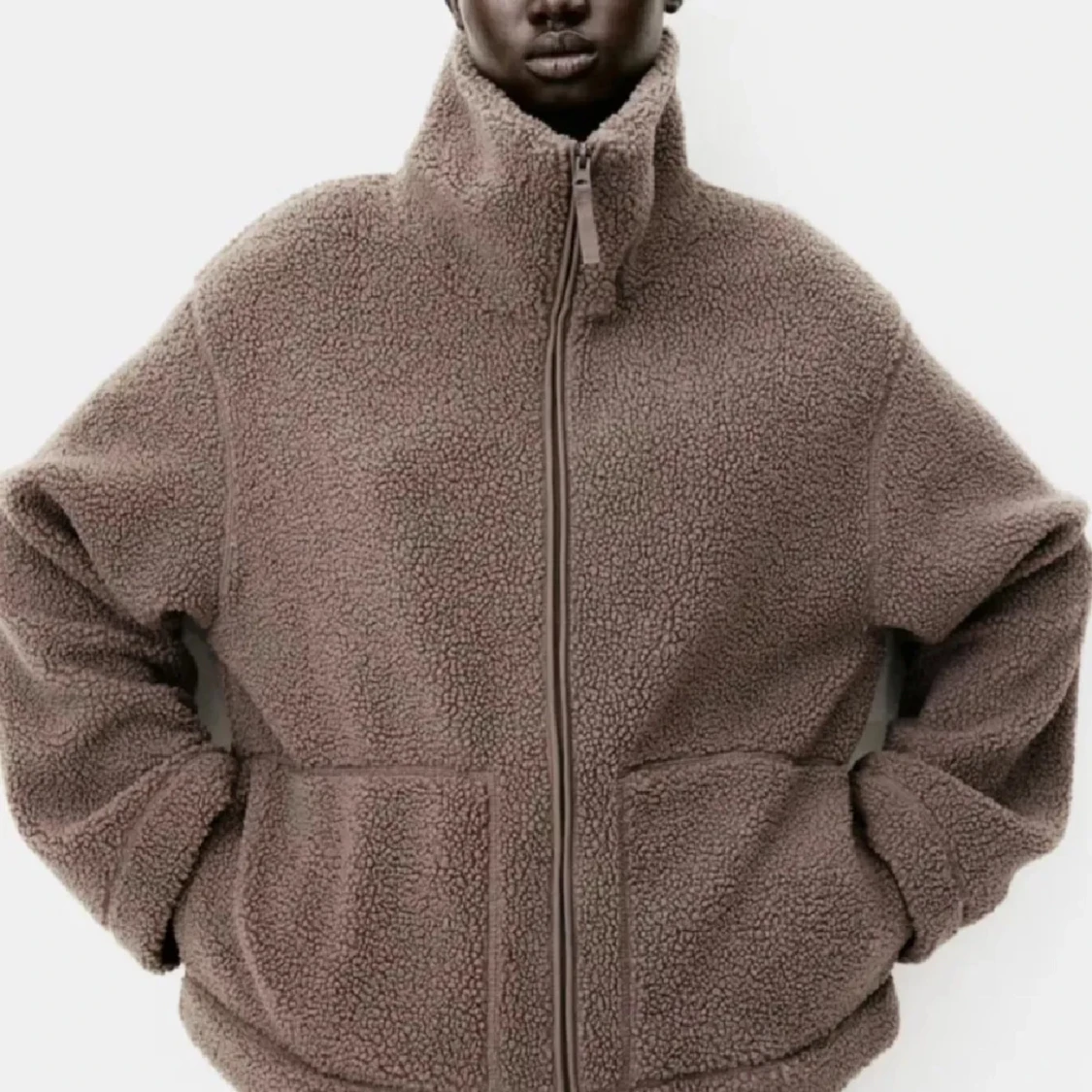 Brun teddyjacka med dragkedja - 1