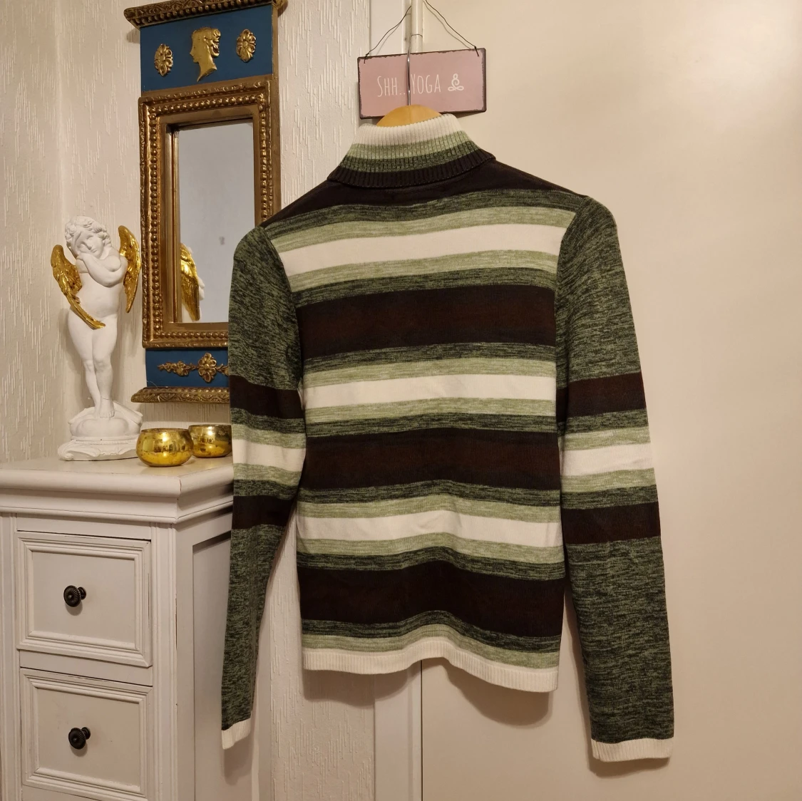 Randig polotröja från Jiangqianqian stickad tröja  - 1