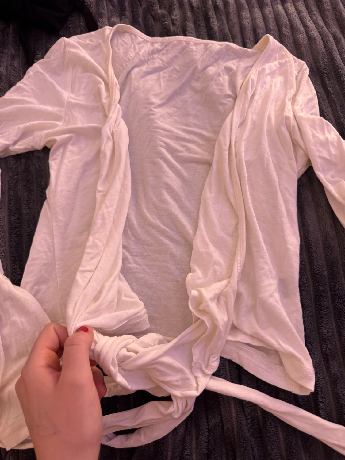 Vit omlottkofta med knytband - 1