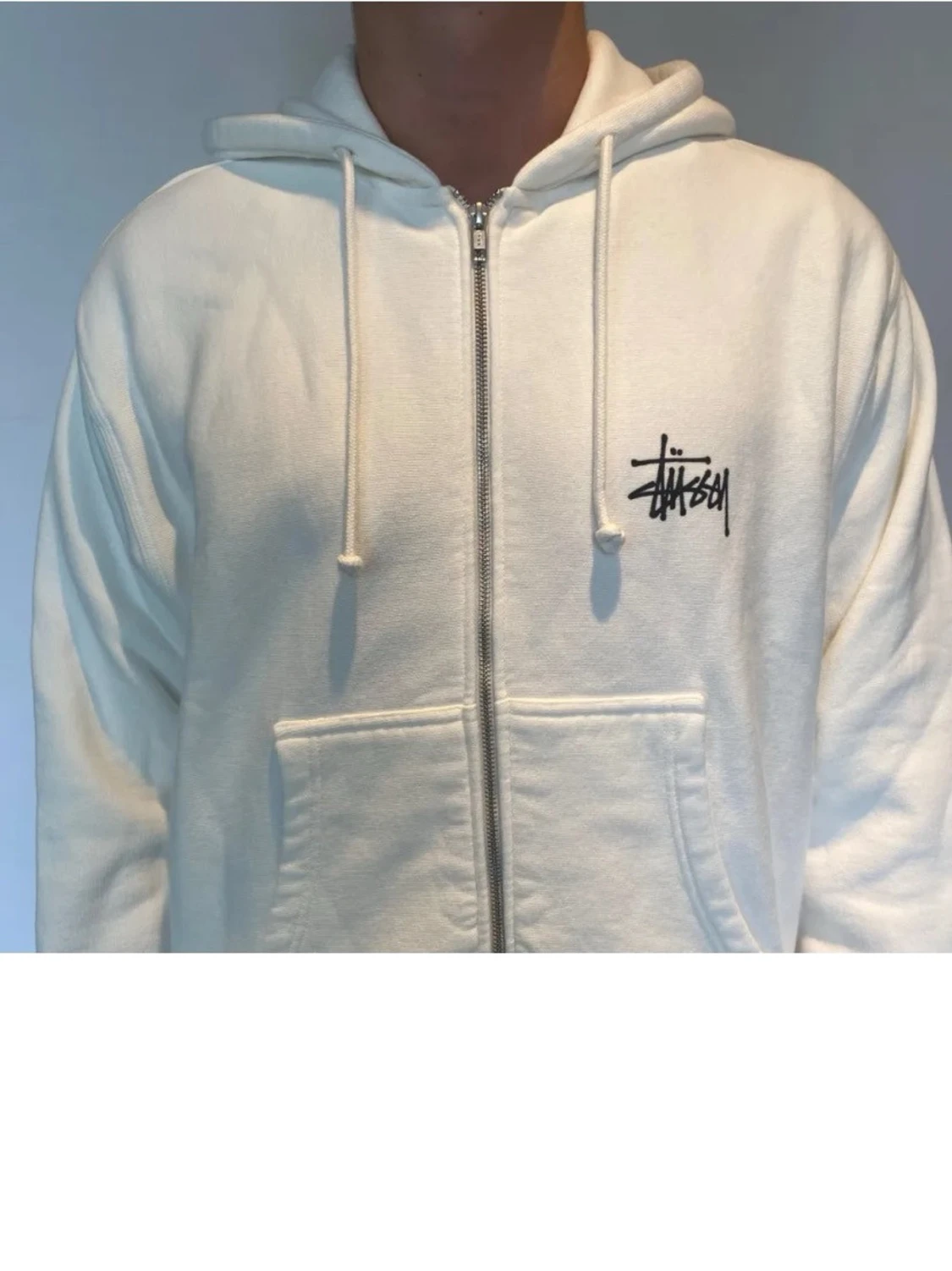 Vit zip hoodie från Stüssy  - 1