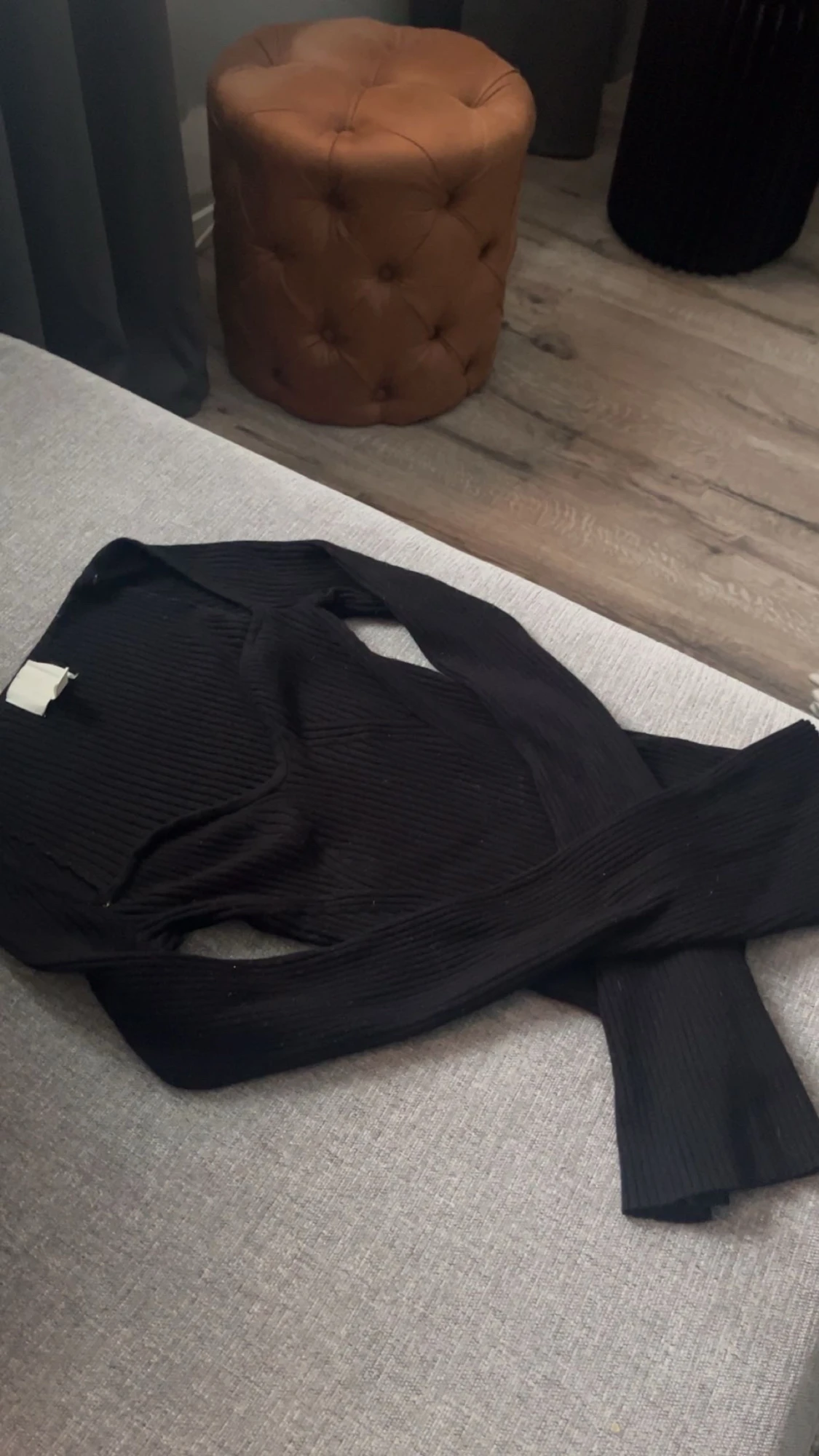 Svart ribbad långärmad topp H&M XS