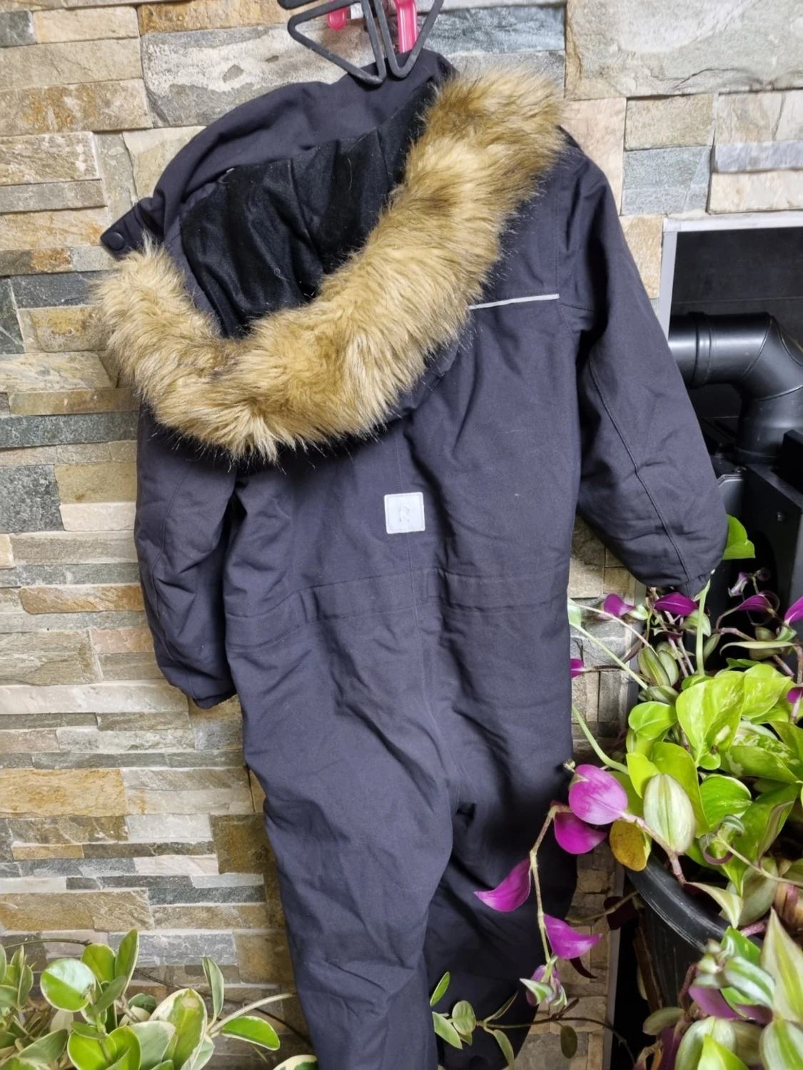 Svart overall från Reima med fuskpäls - 1