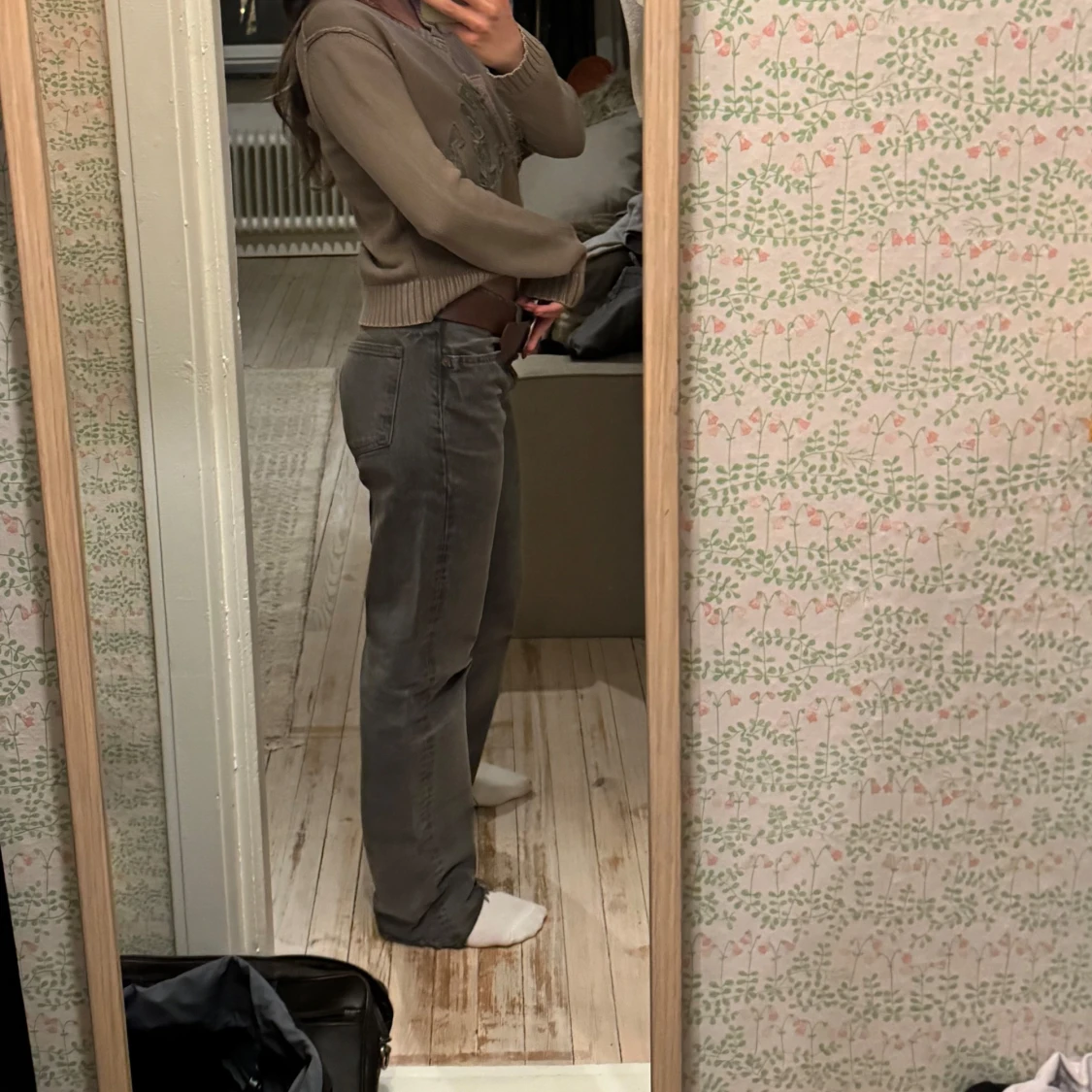 Grå straight jeans  - 1