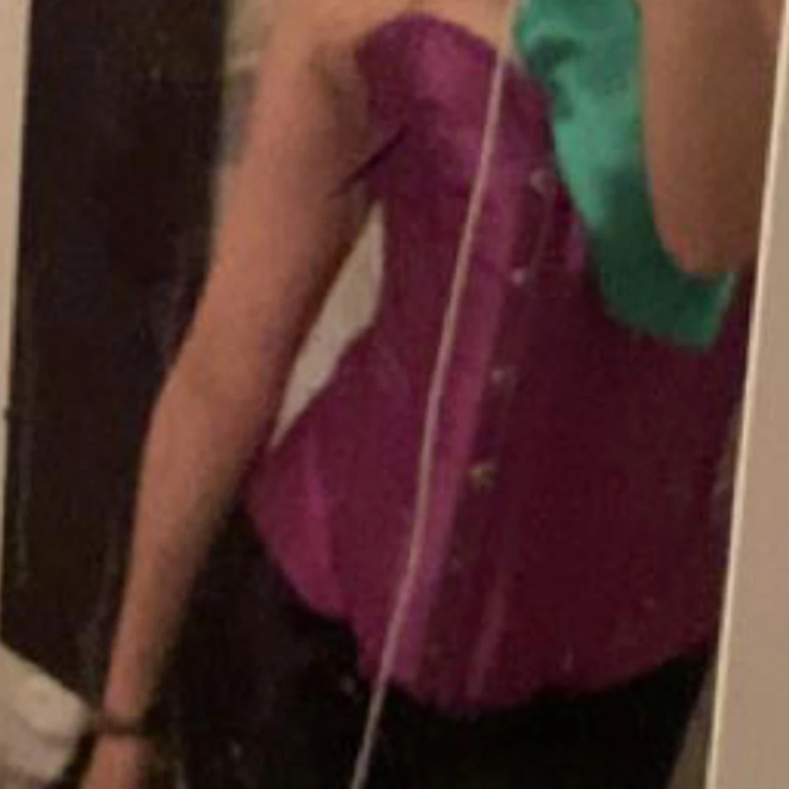 Lila satin korsett med snörning - 1