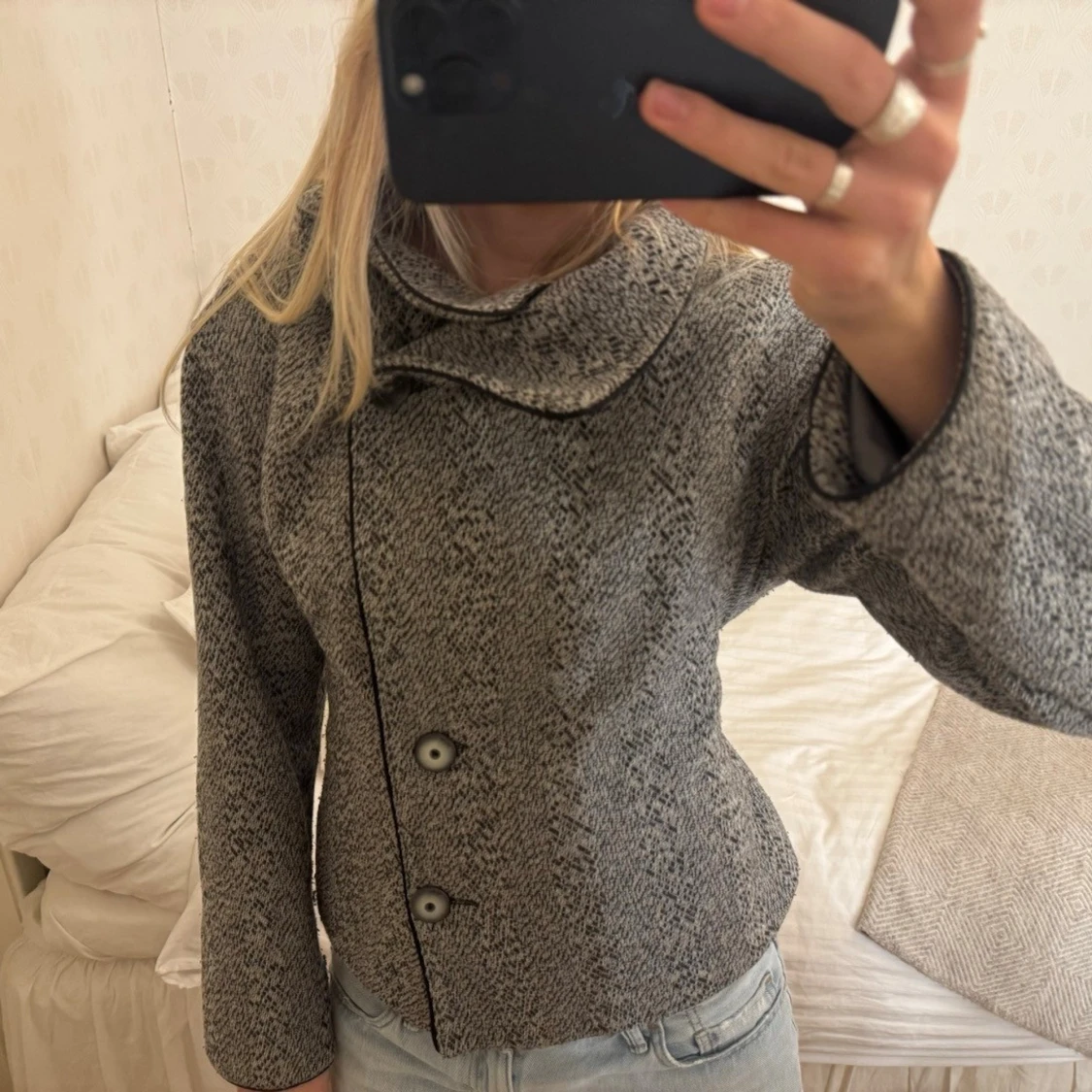 Grå jacka med bälte - 5