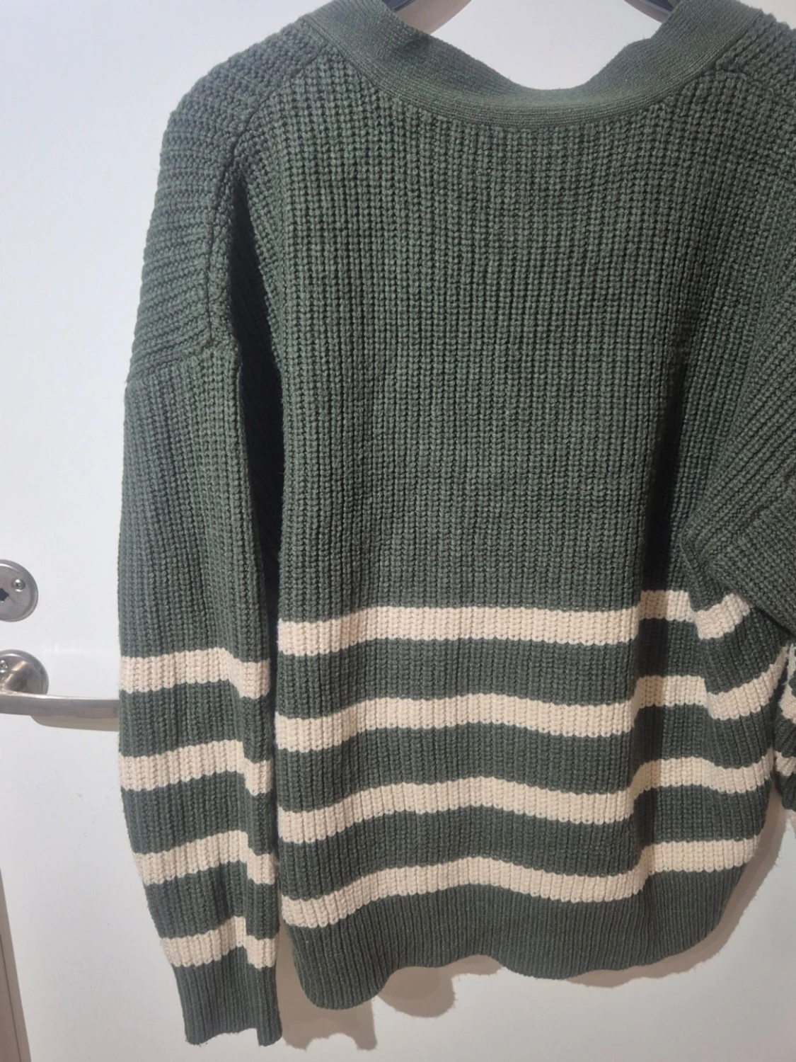 Grön och beige randig kofta VRS XL - 4